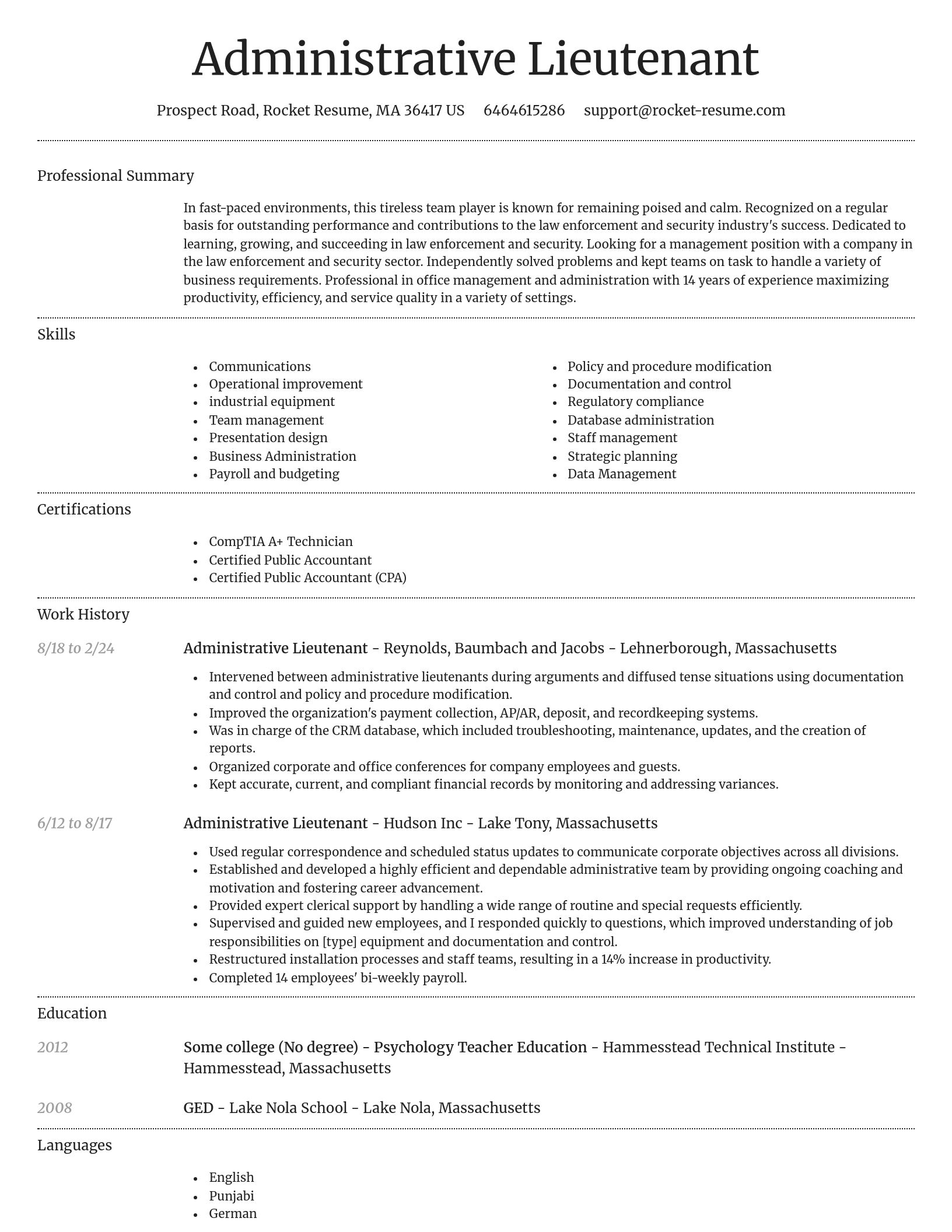 Dignified resume template