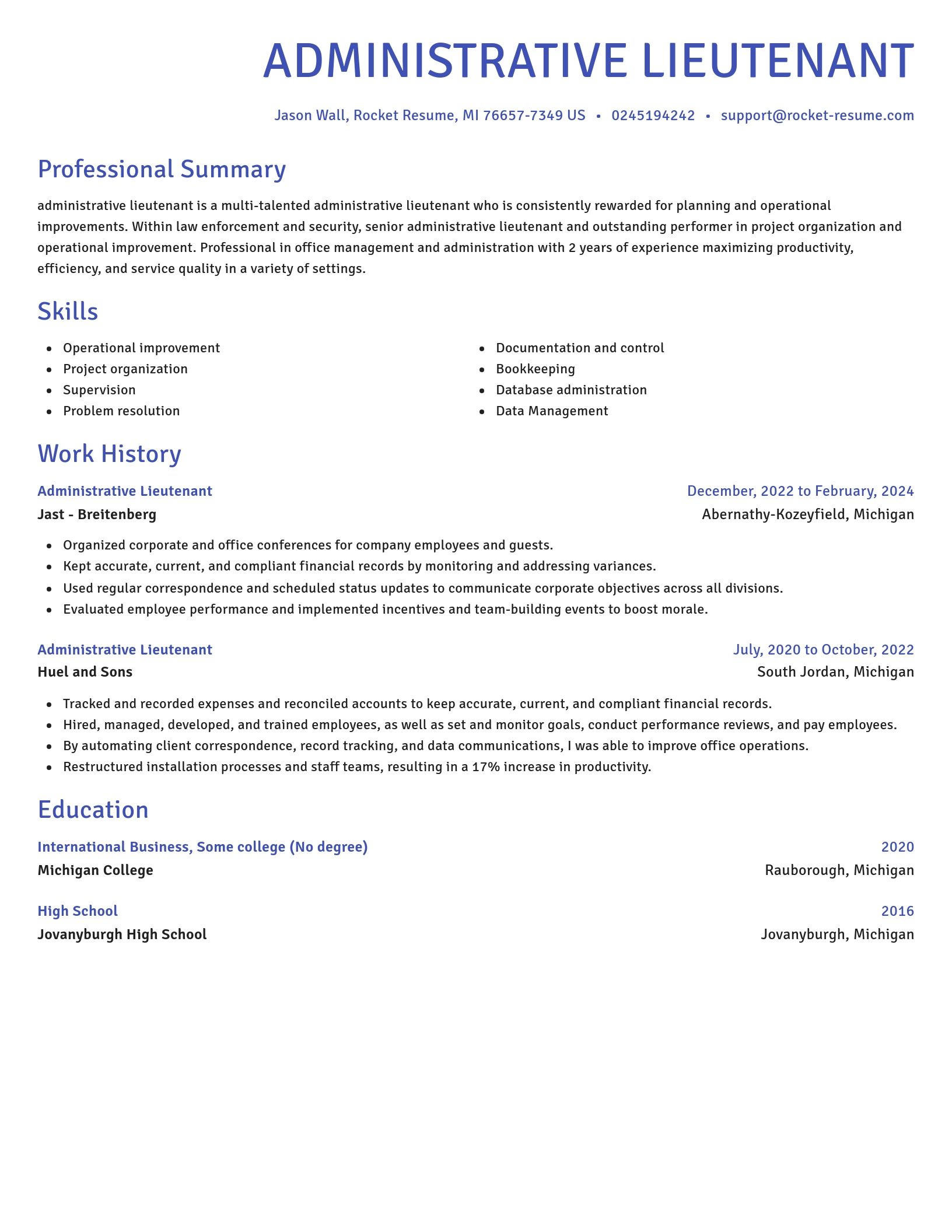 Novel resume template