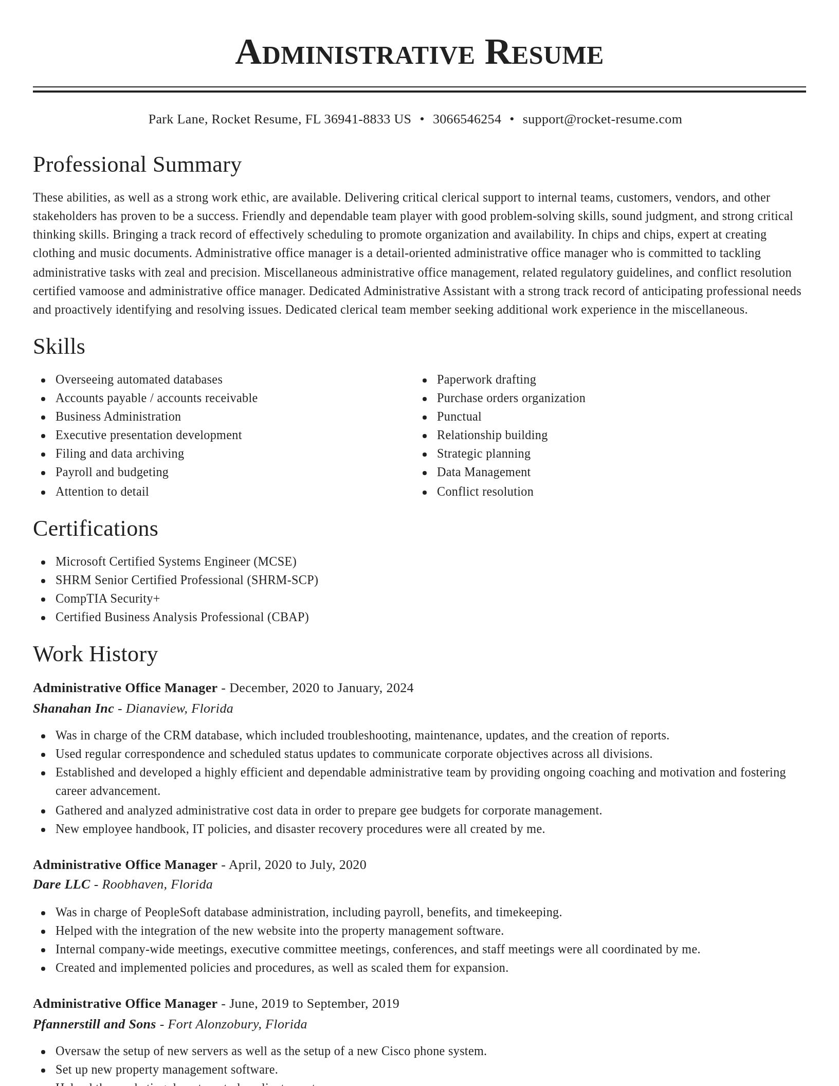 Classic resume template