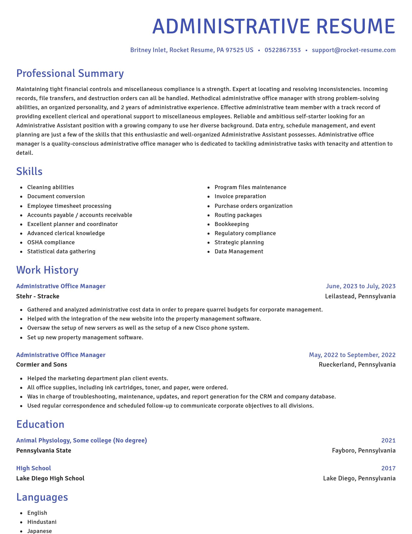 Novel resume template