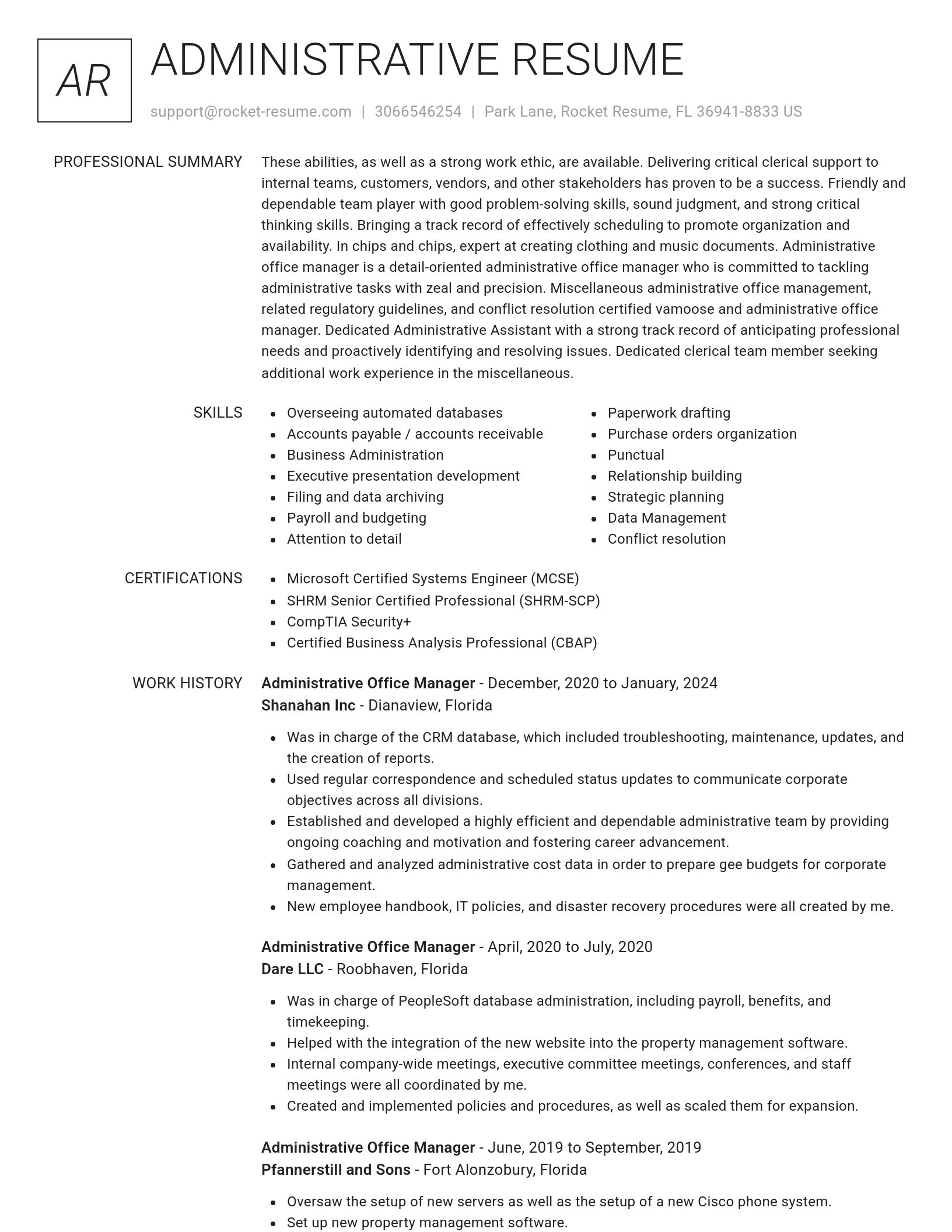 Renowned resume template