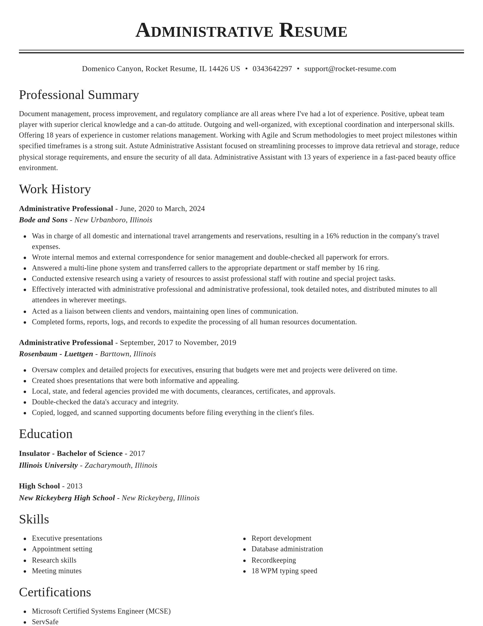 Classic resume template