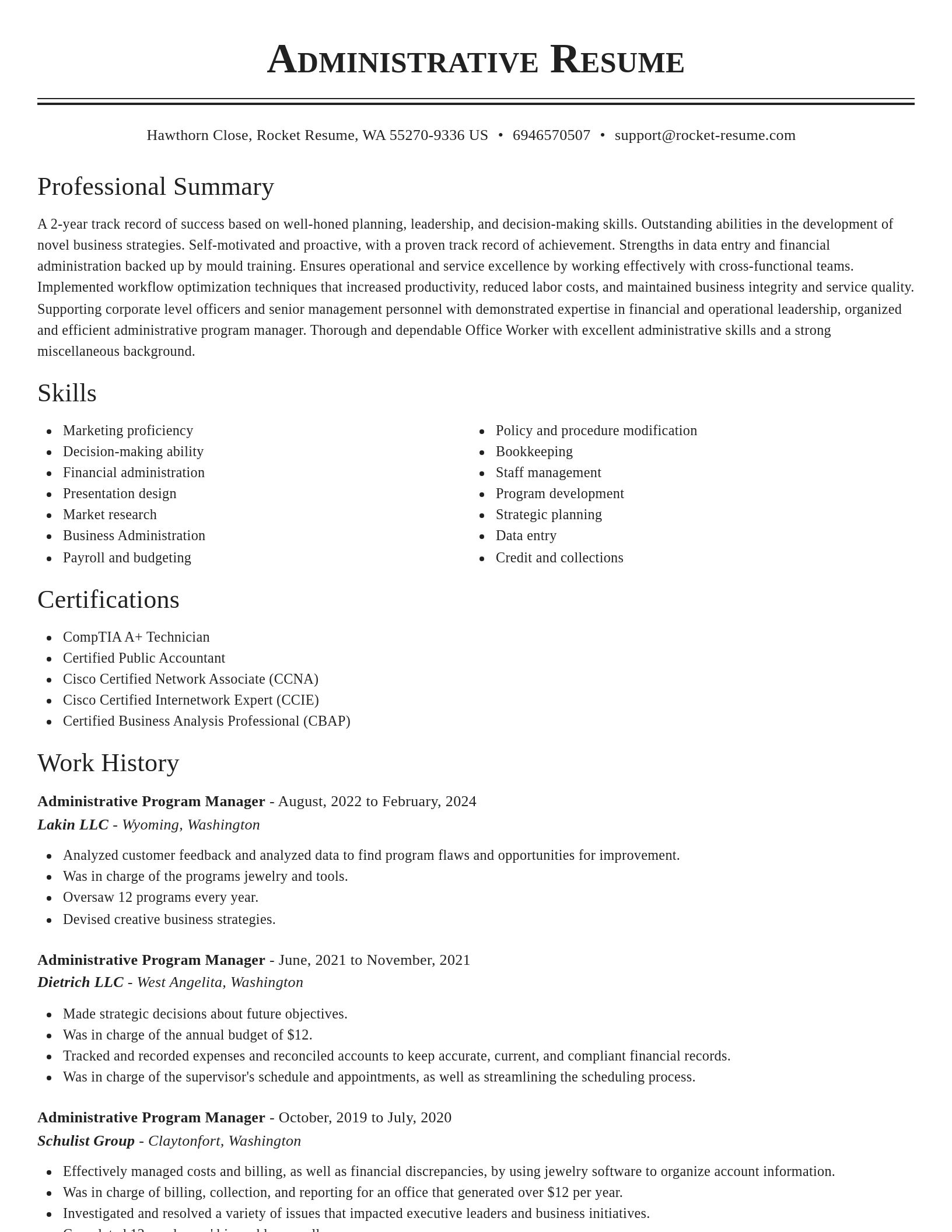 Classic resume template