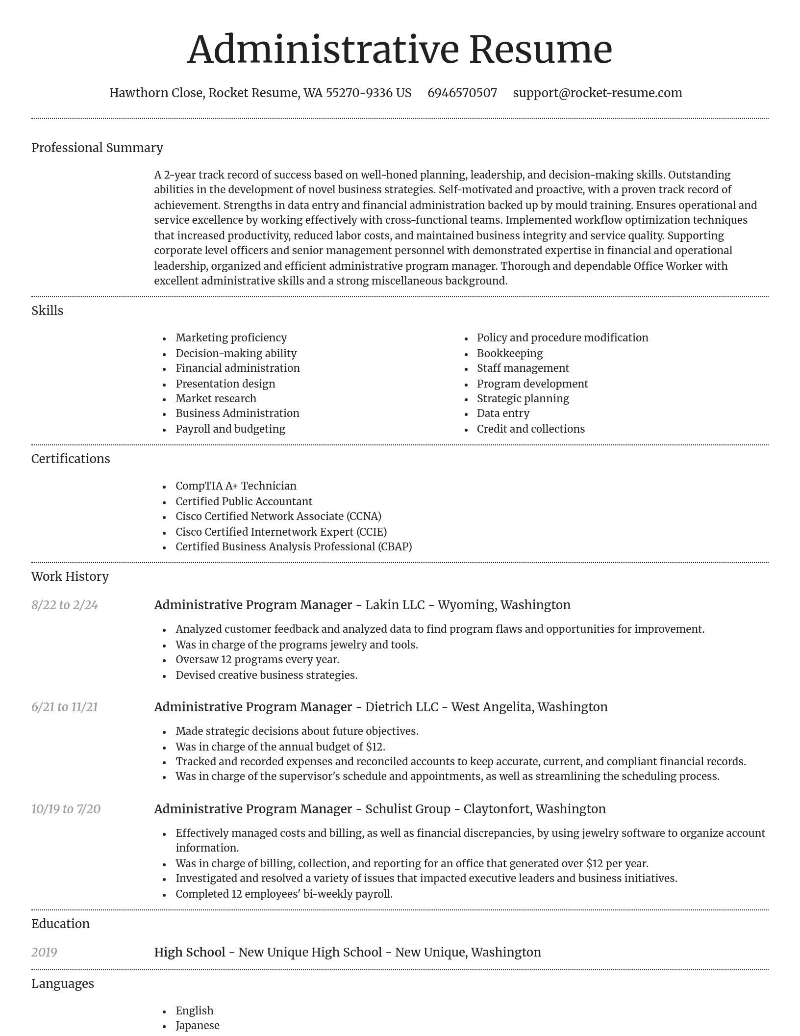 Dignified resume template