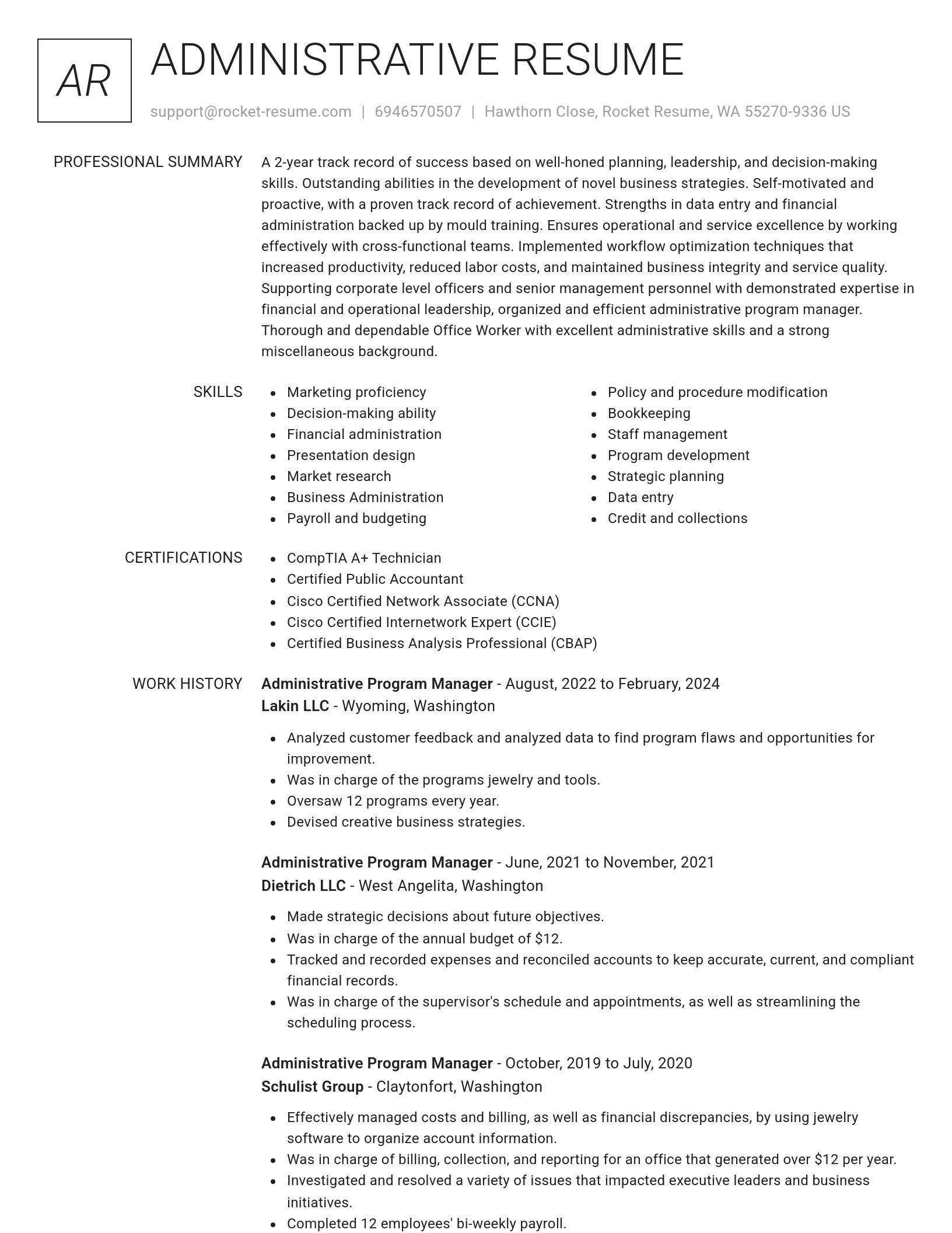 Renowned resume template