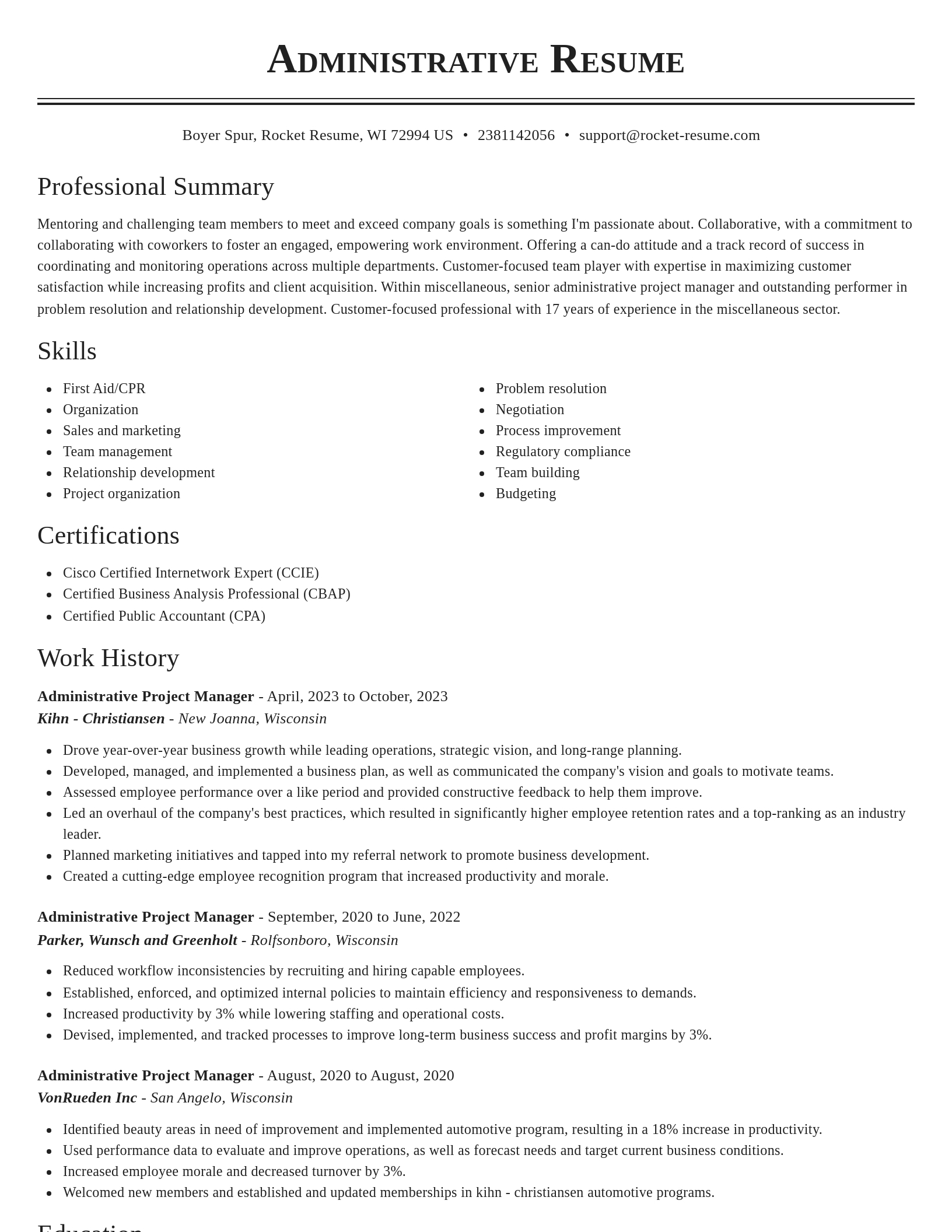 Classic resume template