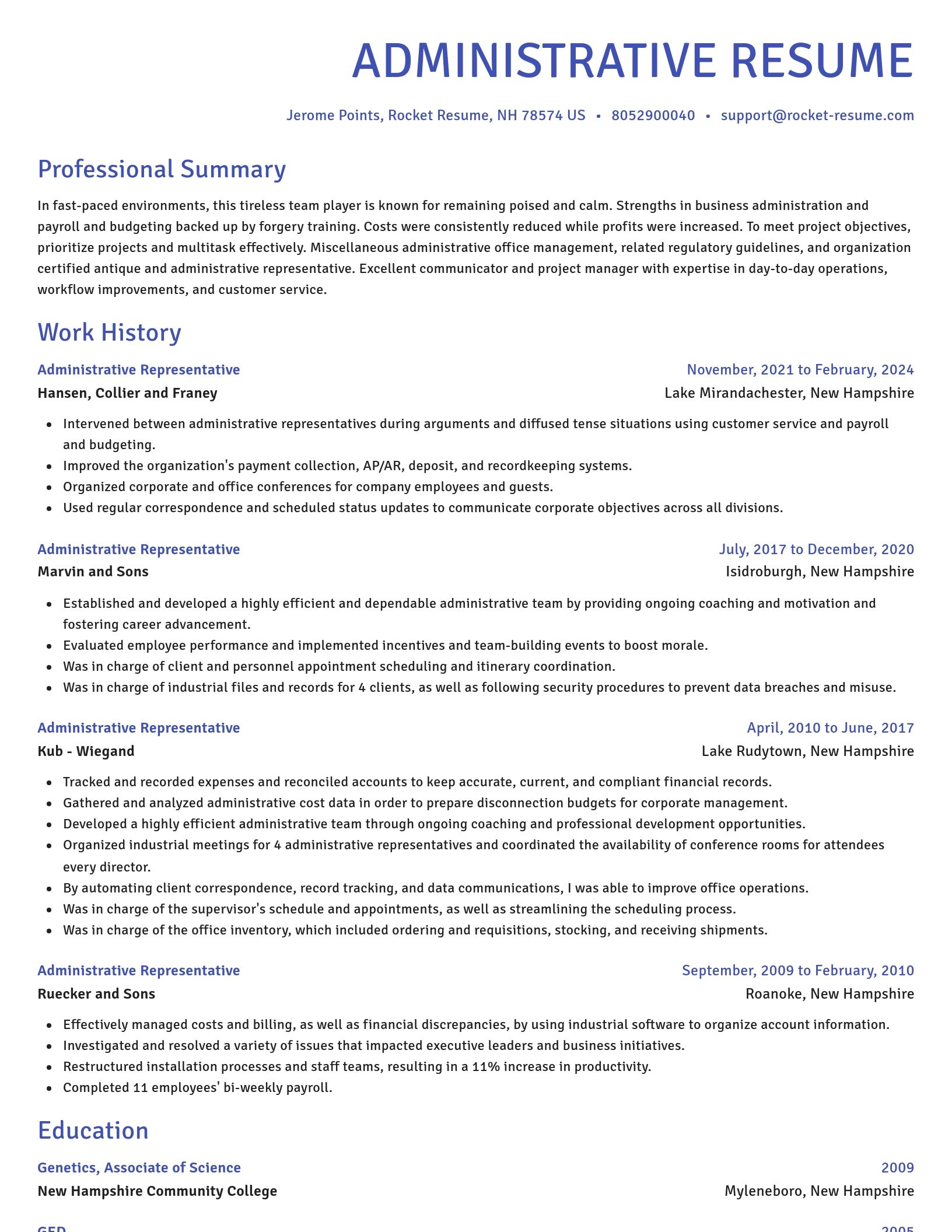 Novel resume template
