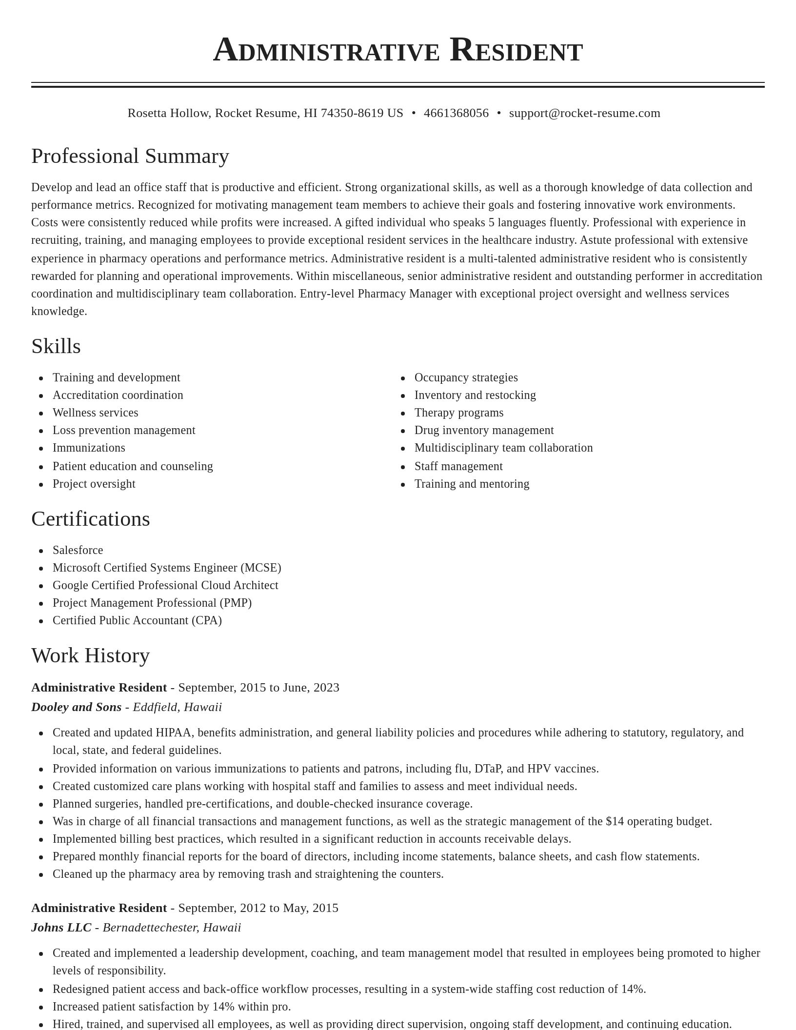 Classic resume template