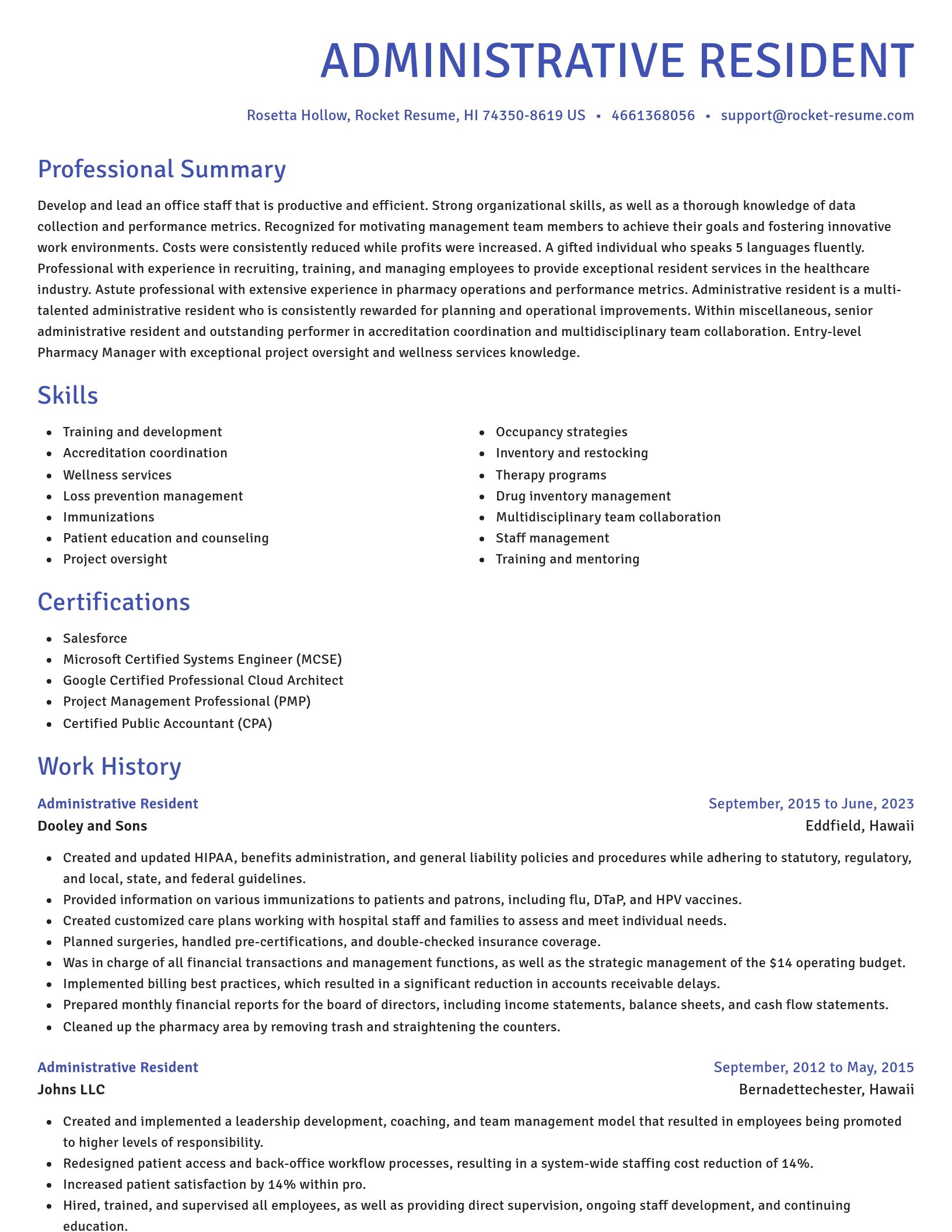 Novel resume template