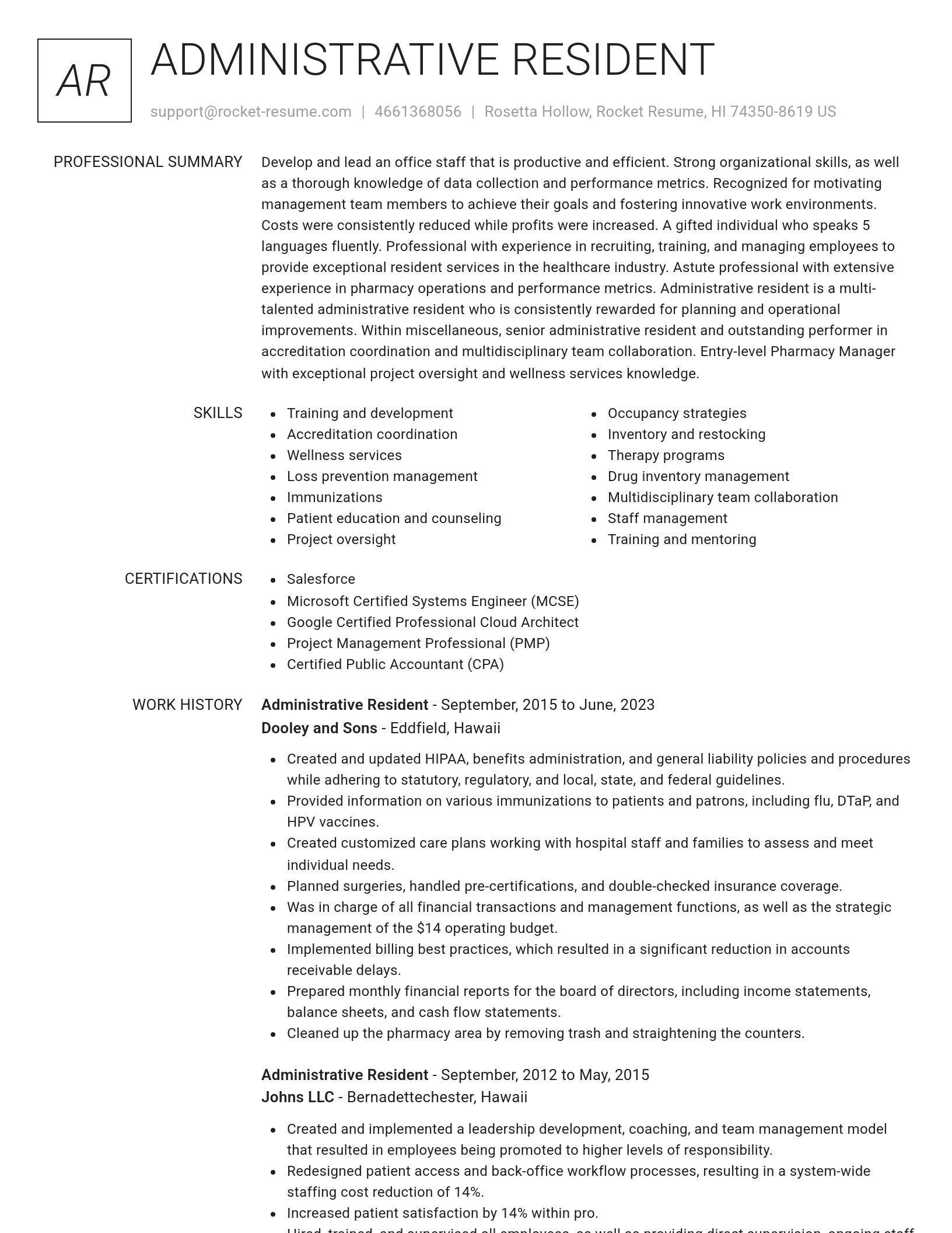 Renowned resume template