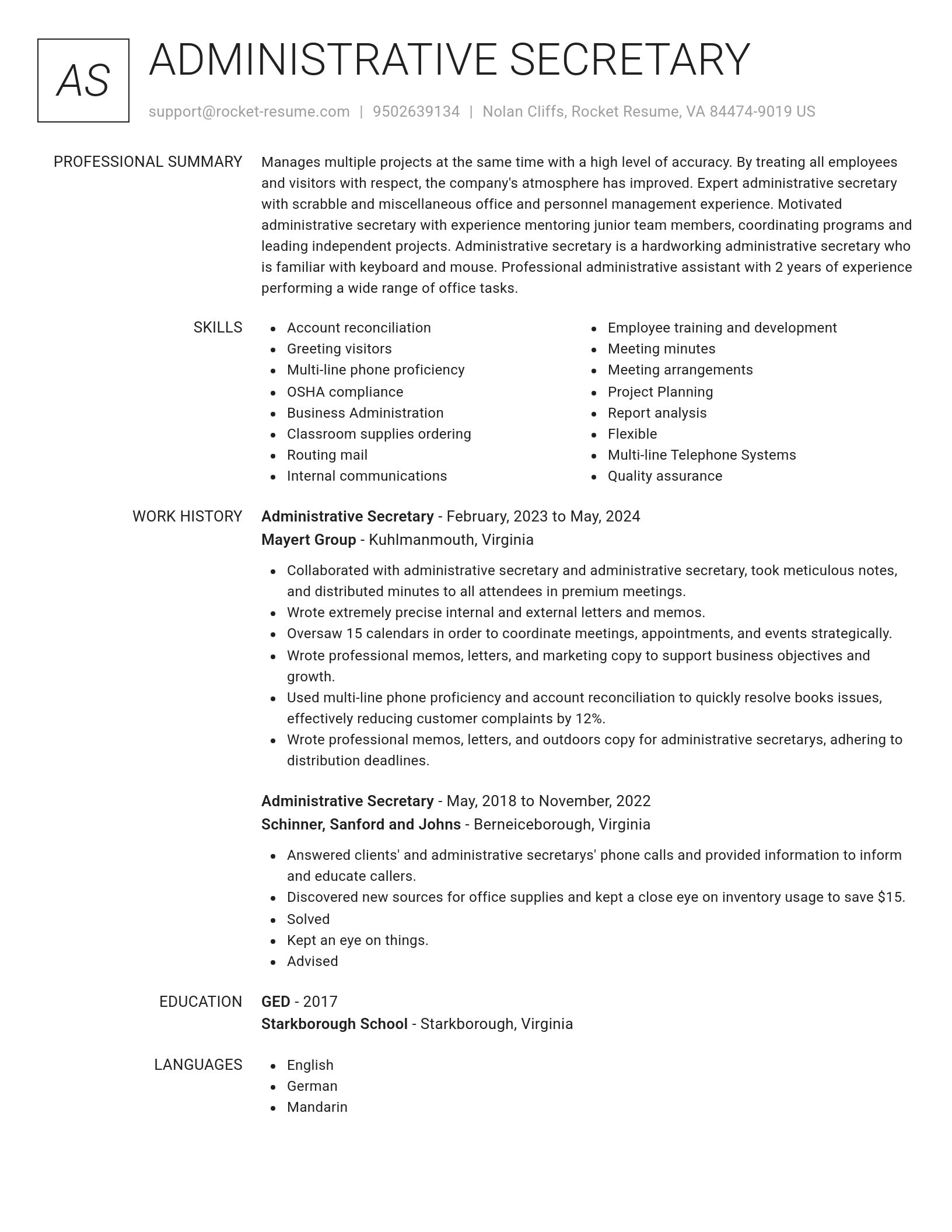 Renowned resume template