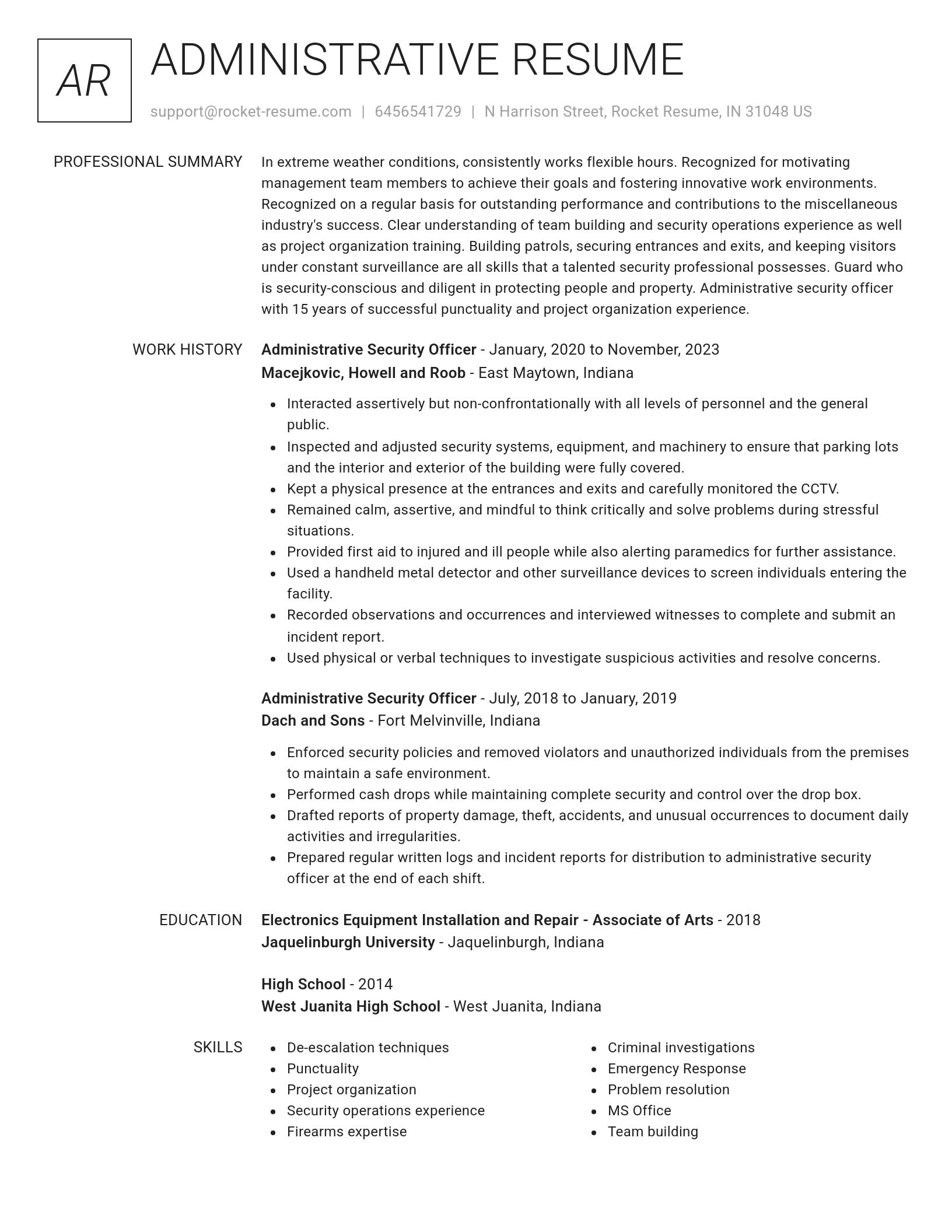 Renowned resume template
