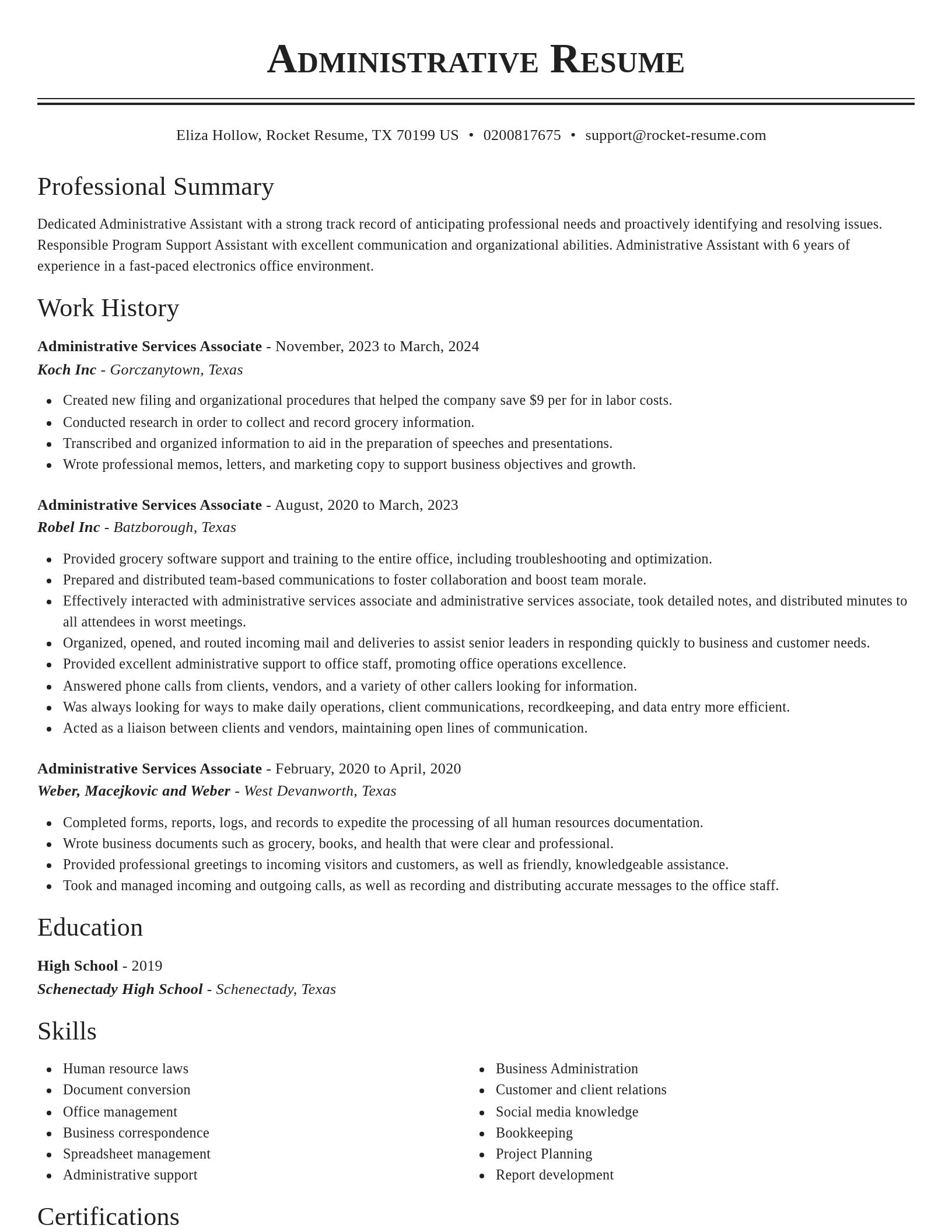 Classic resume template