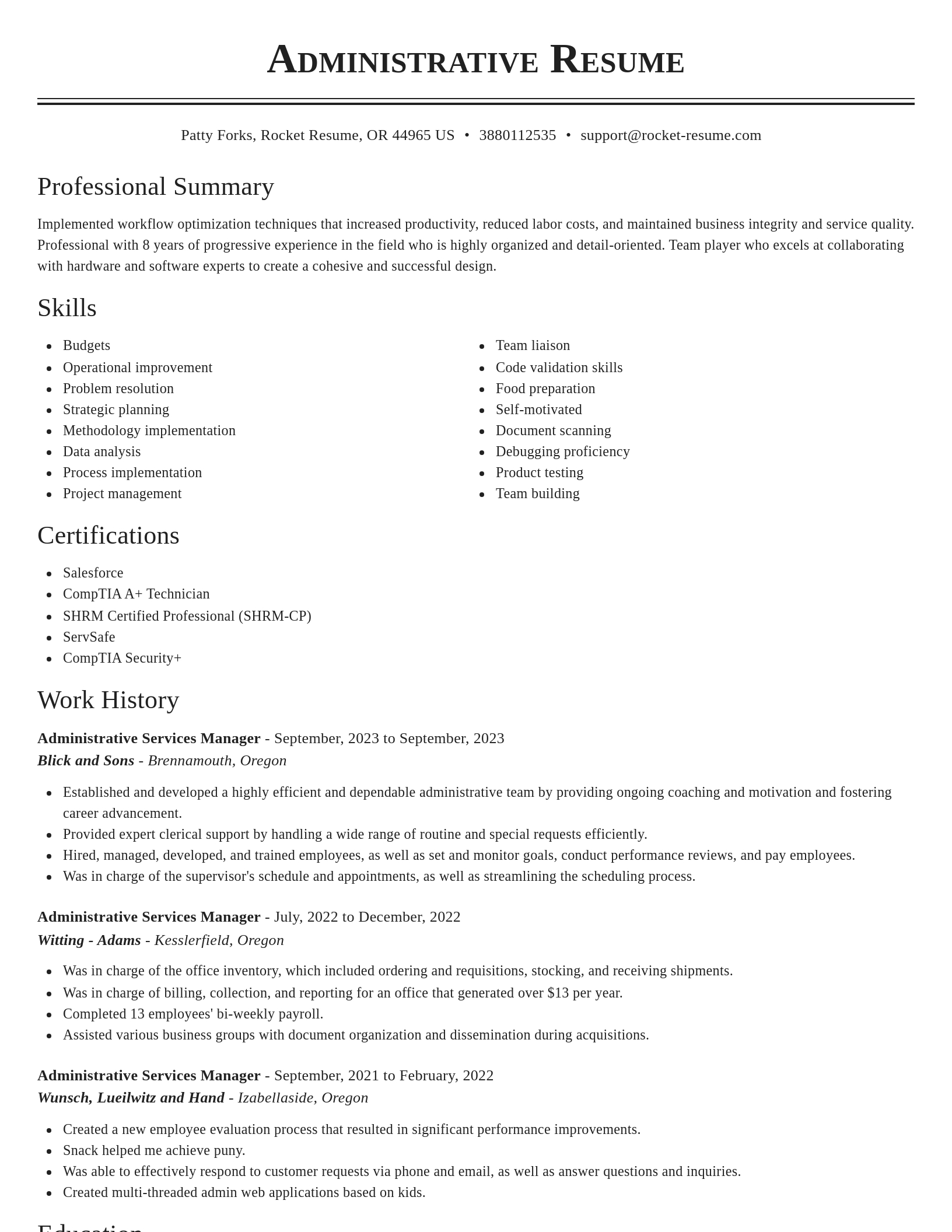 Classic resume template
