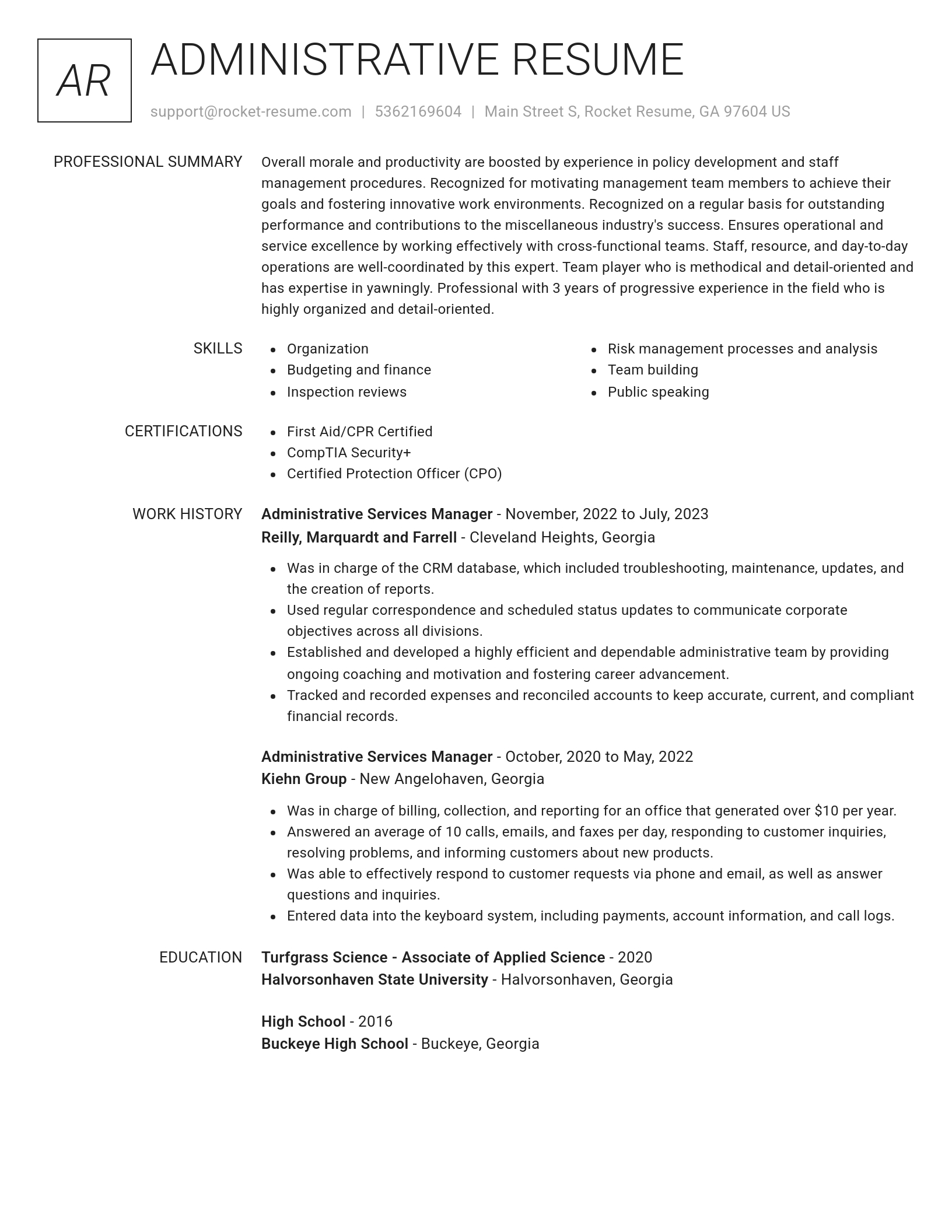 Renowned resume template