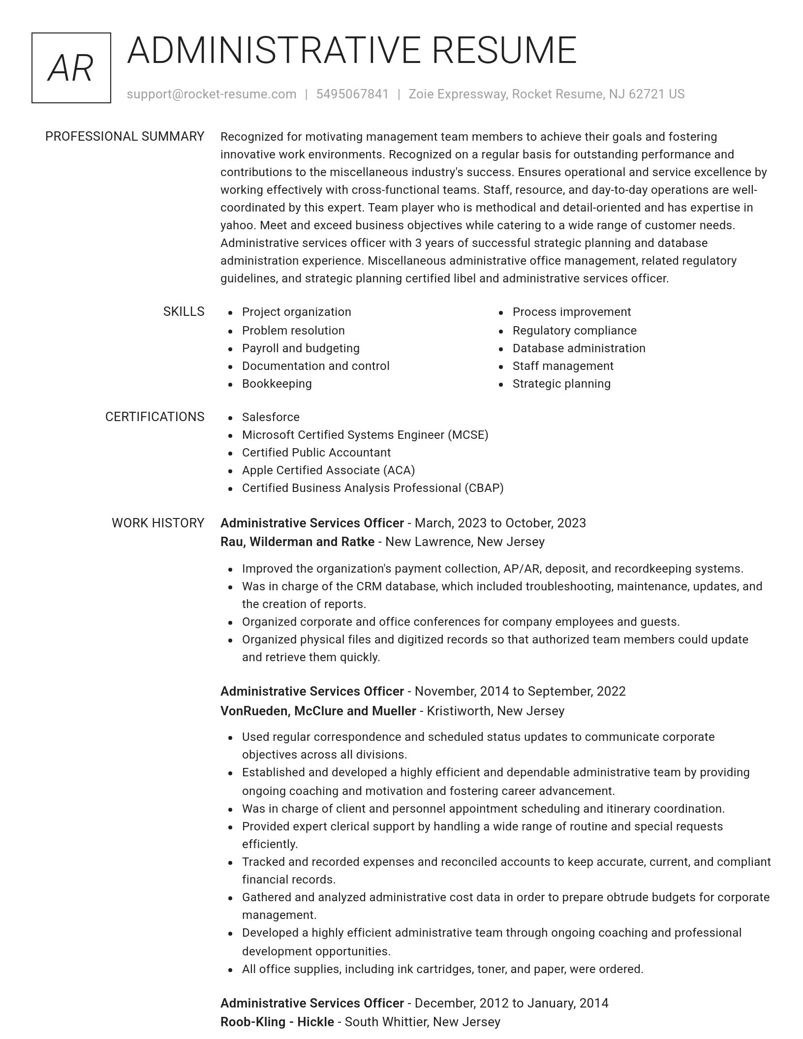Renowned resume template