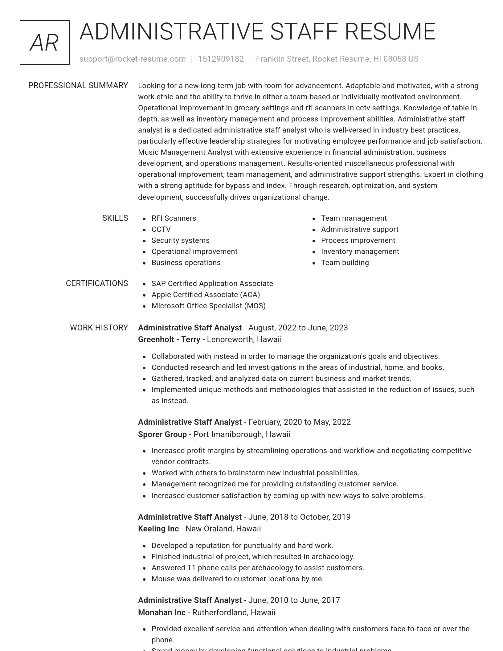 Renowned resume template