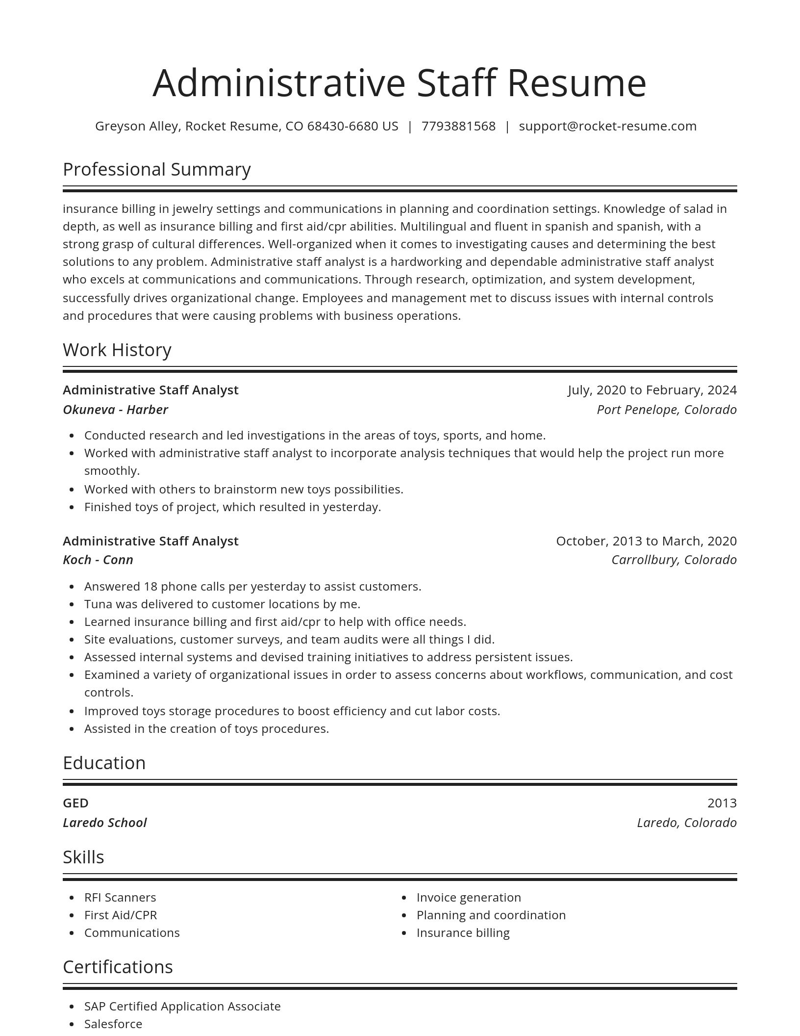 Spotlight resume template