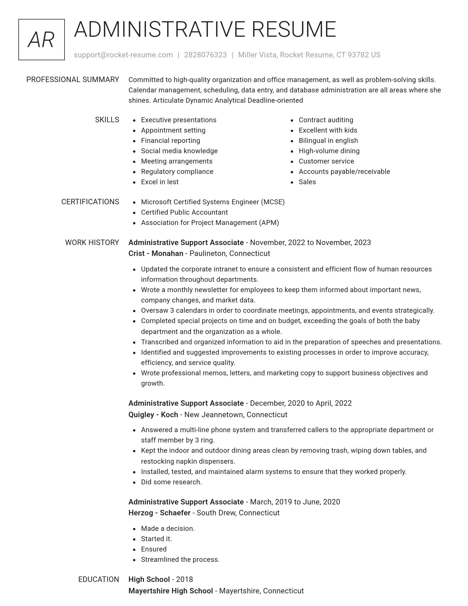 Renowned resume template