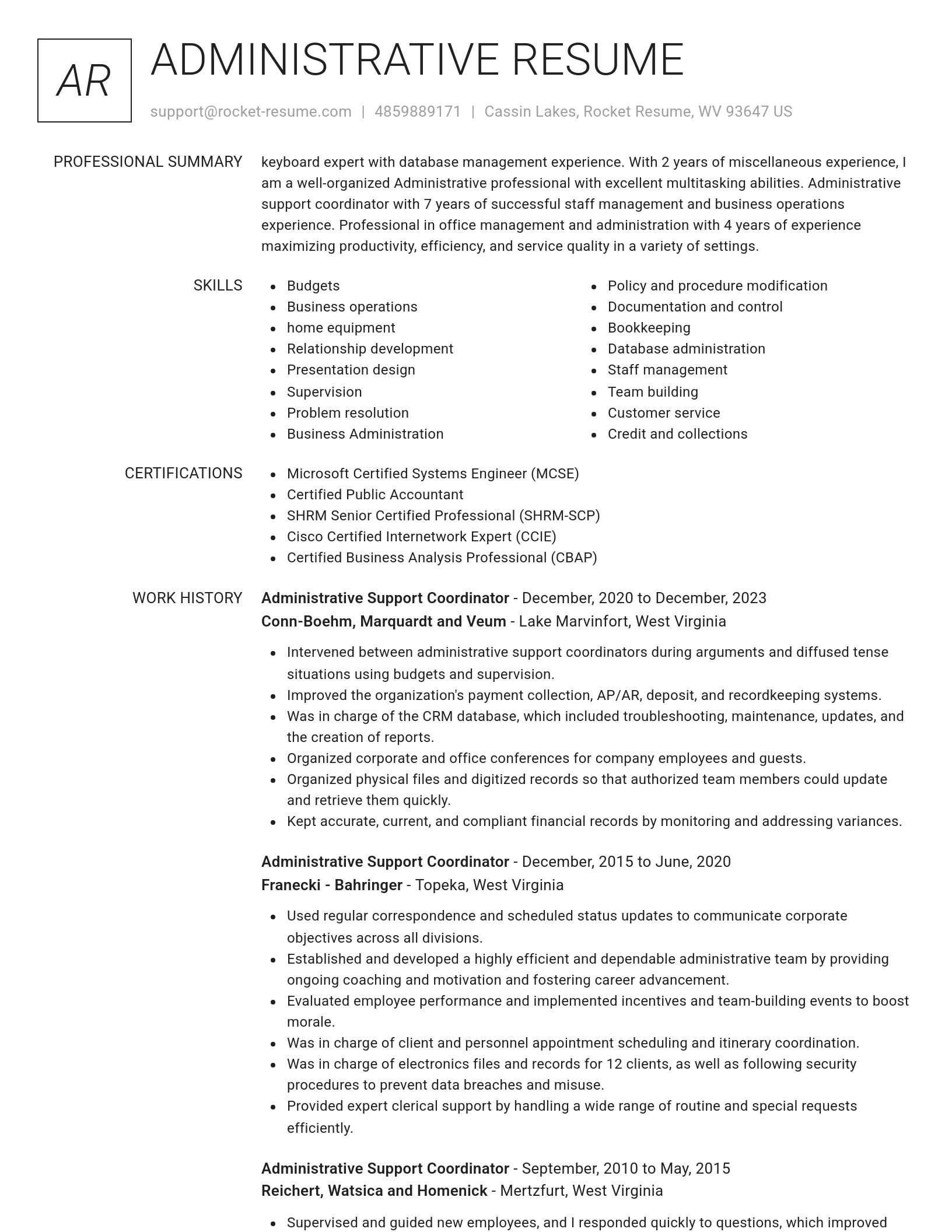 Renowned resume template