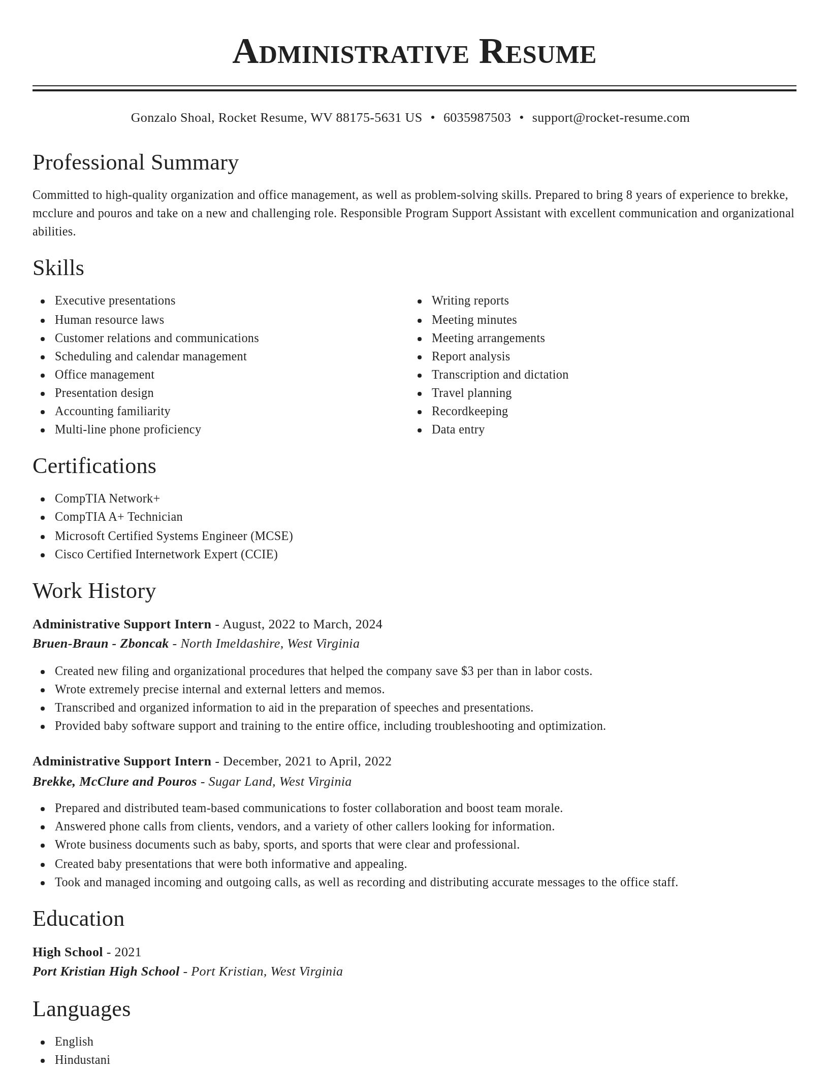 Classic resume template