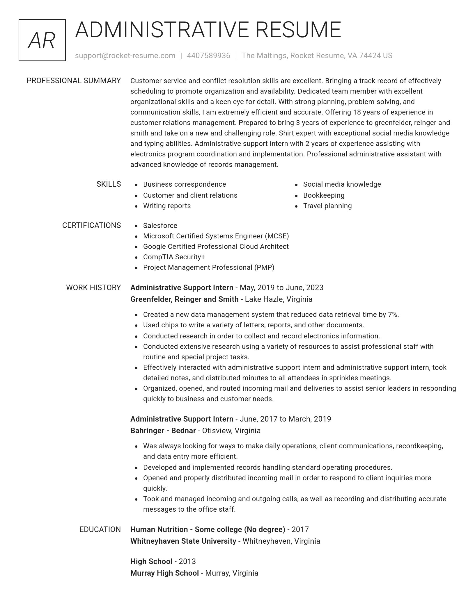 Renowned resume template