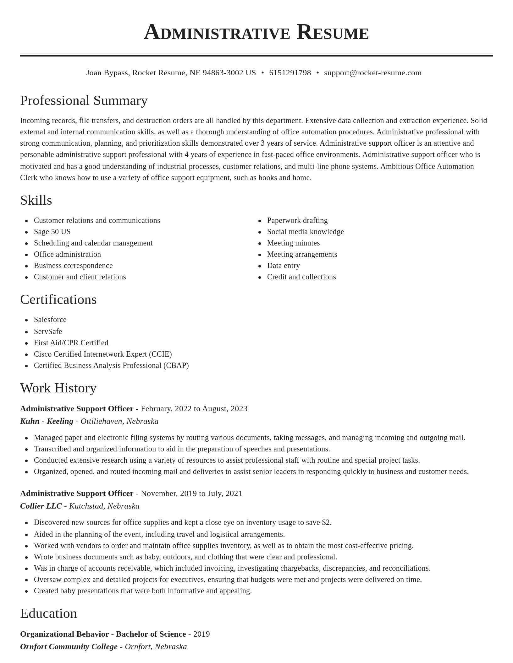Classic resume template