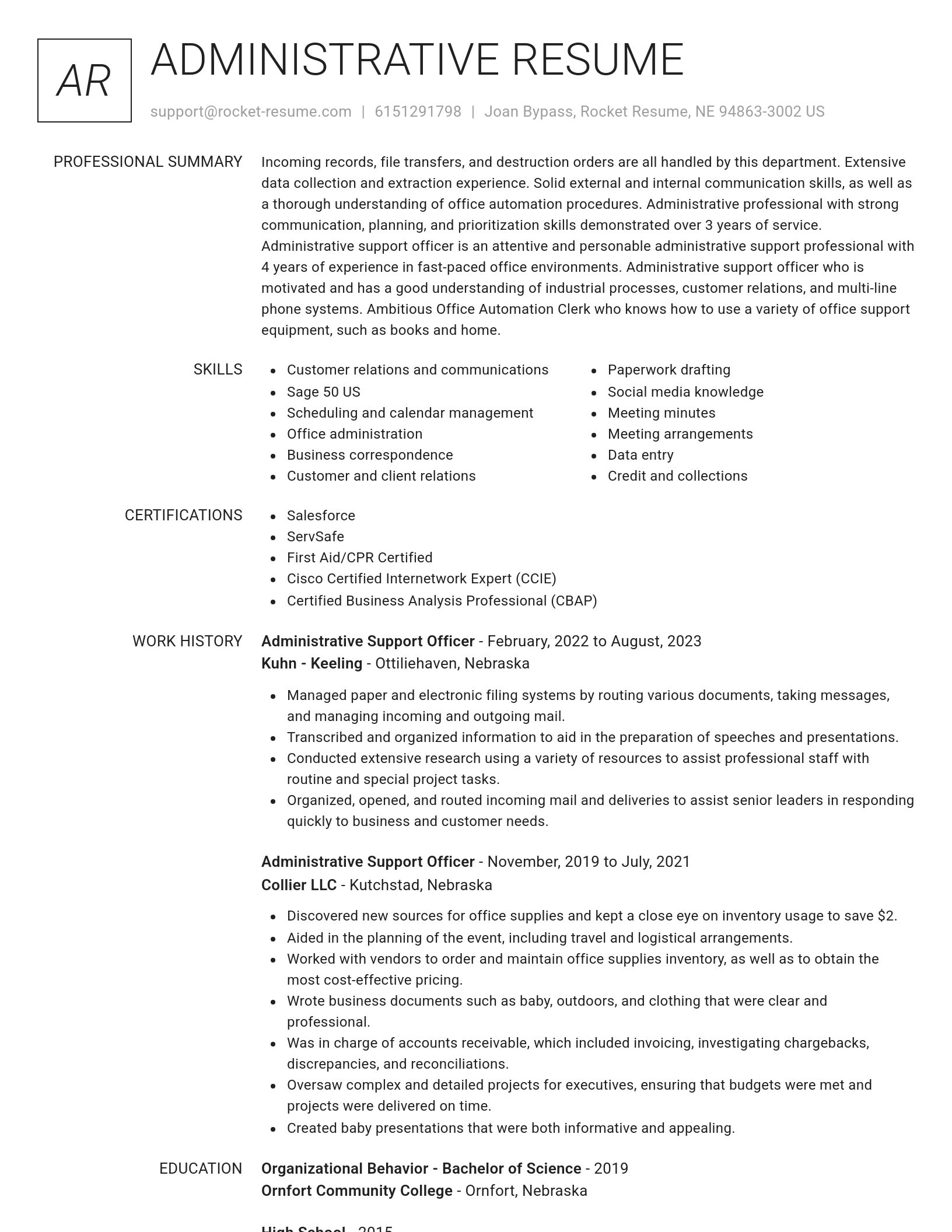 Renowned resume template