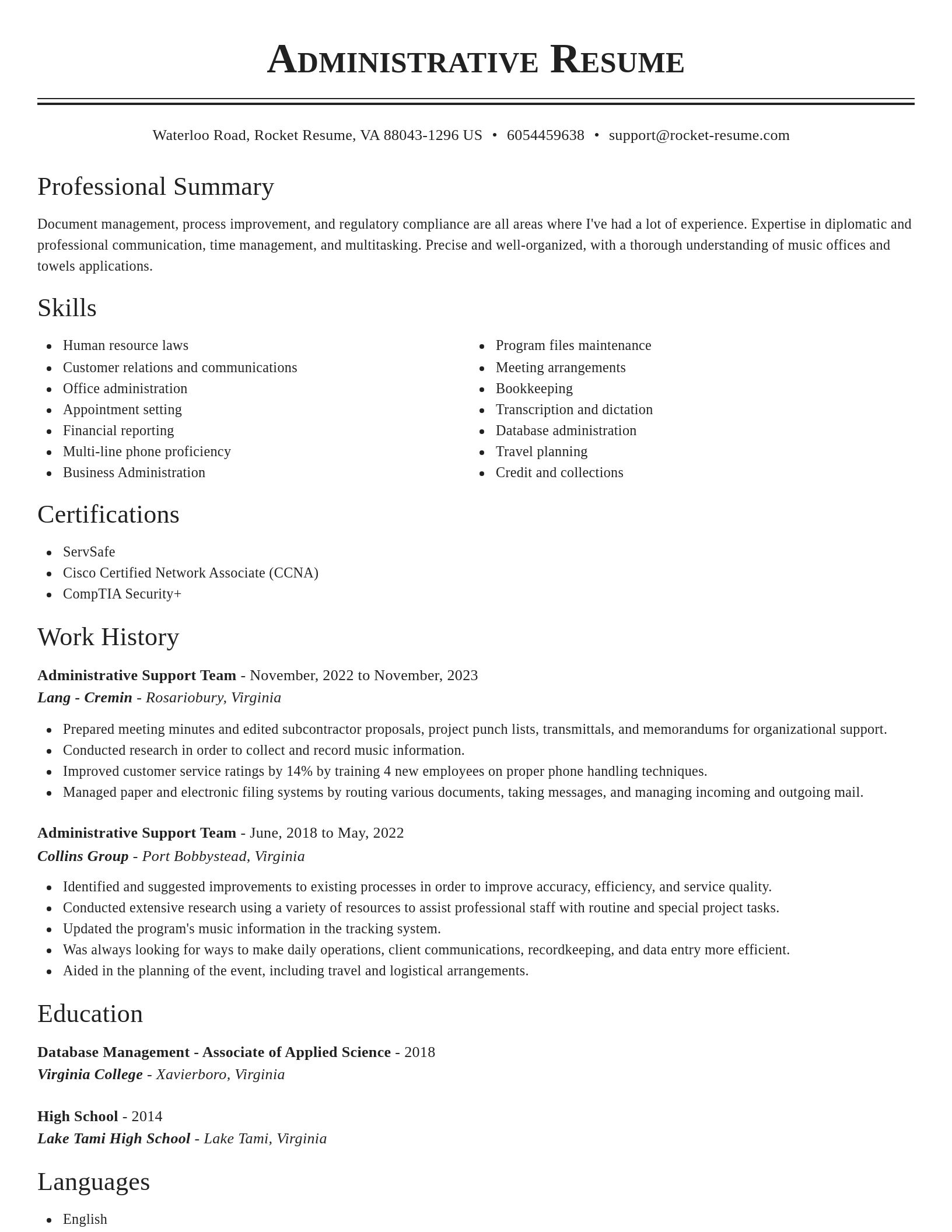 Classic resume template