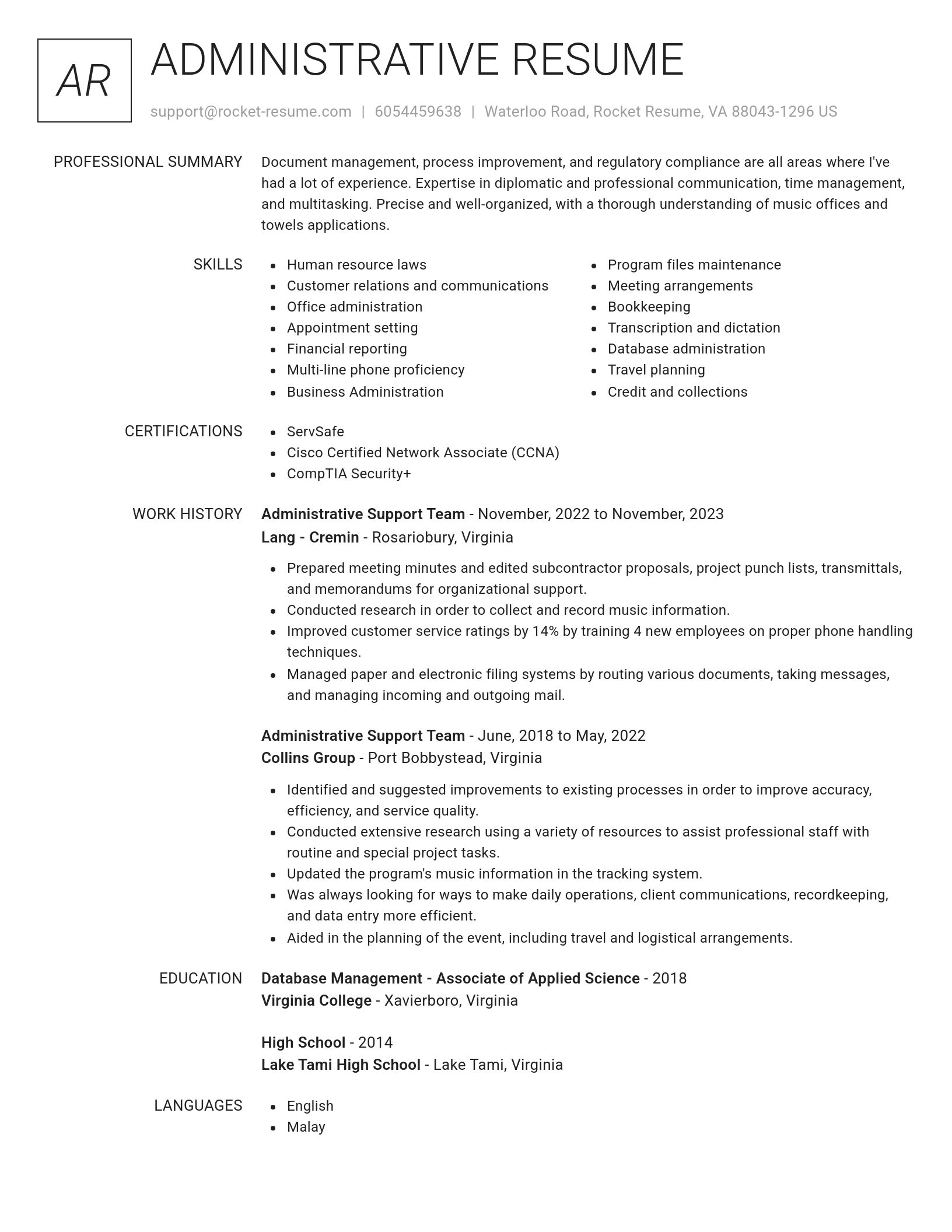 Renowned resume template