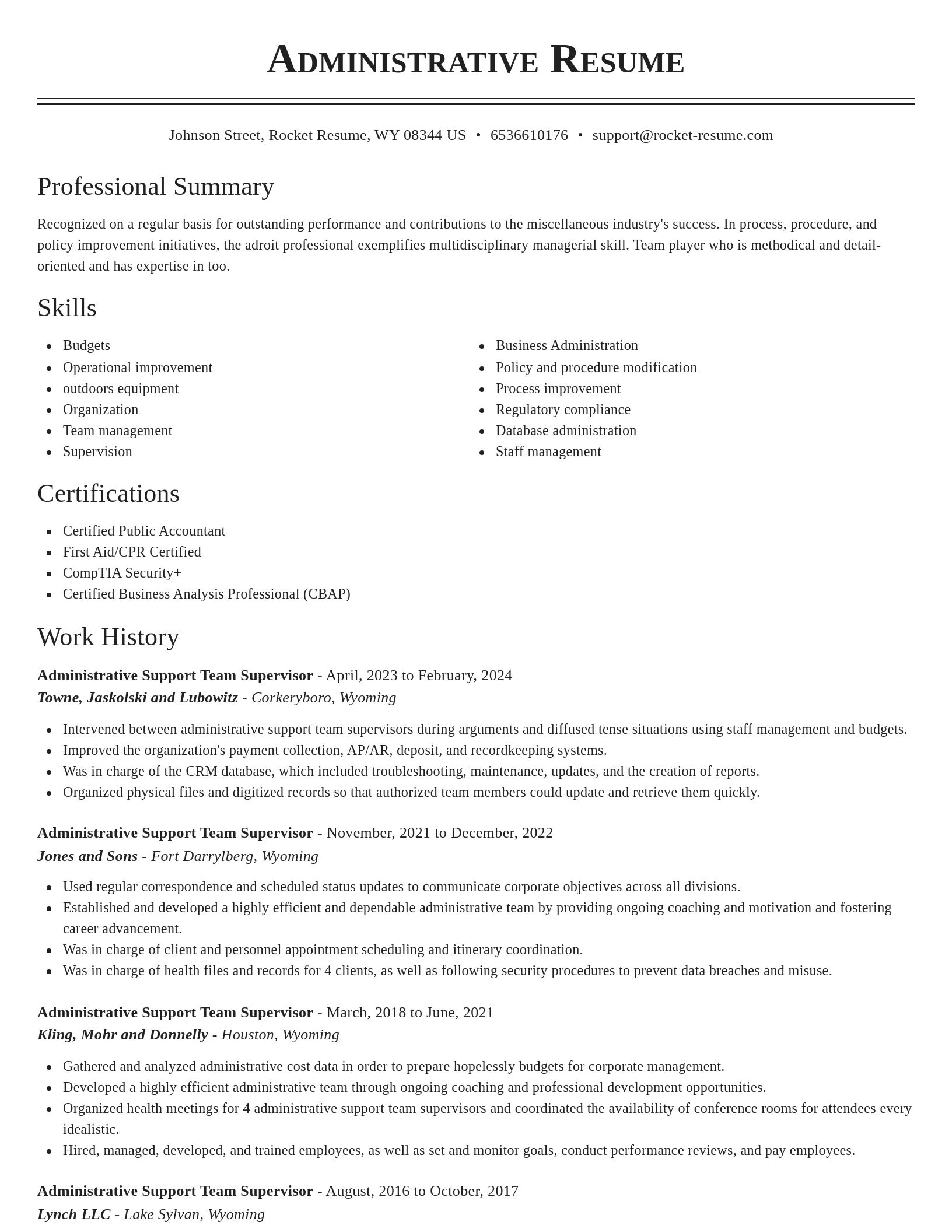 Classic resume template