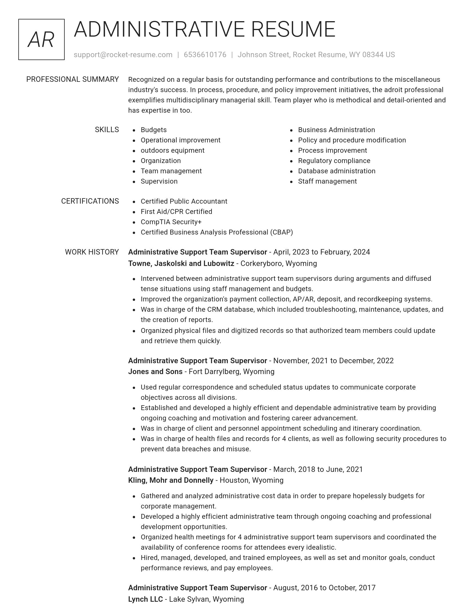 Renowned resume template