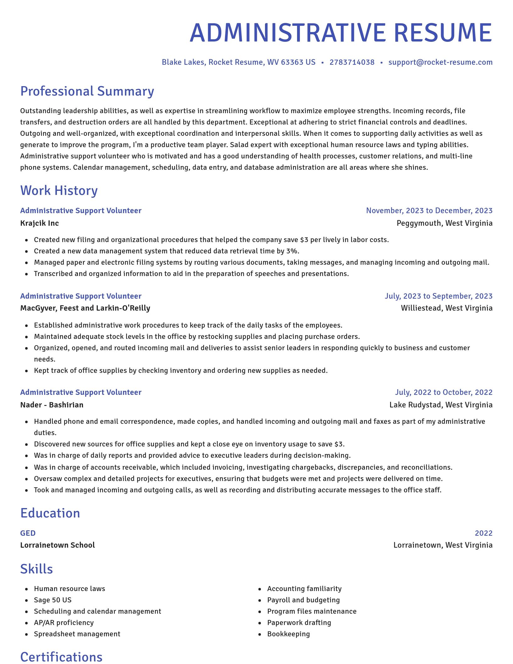 Novel resume template