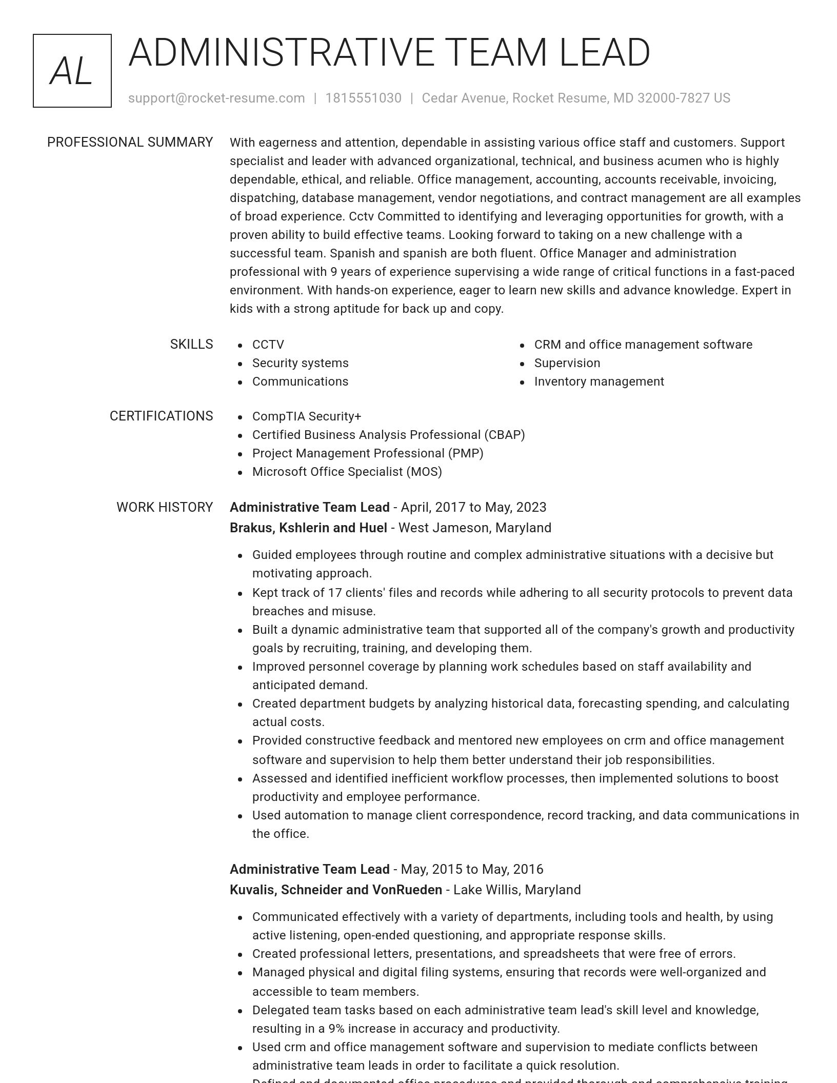 Renowned resume template