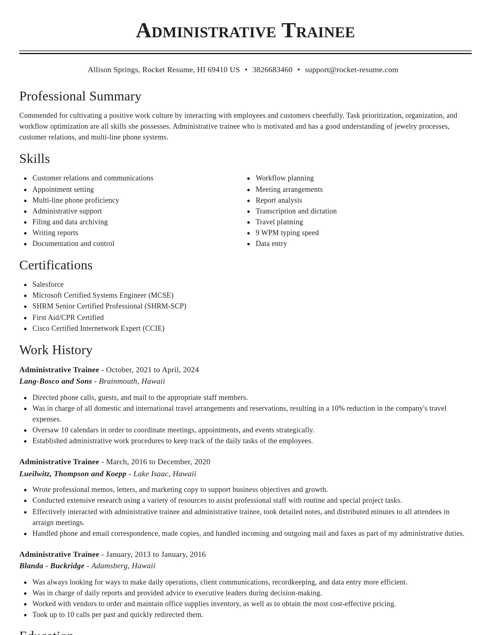 Classic resume template