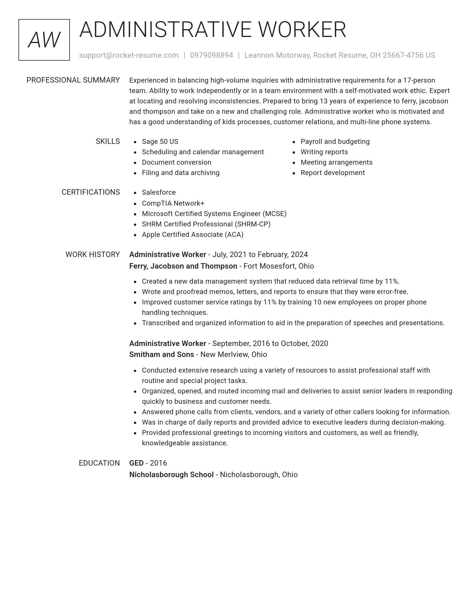 Renowned resume template