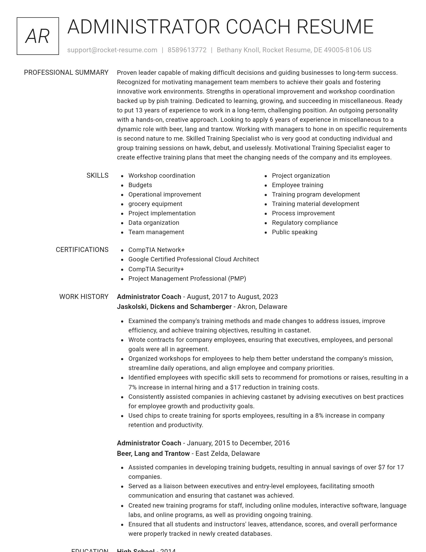 Renowned resume template