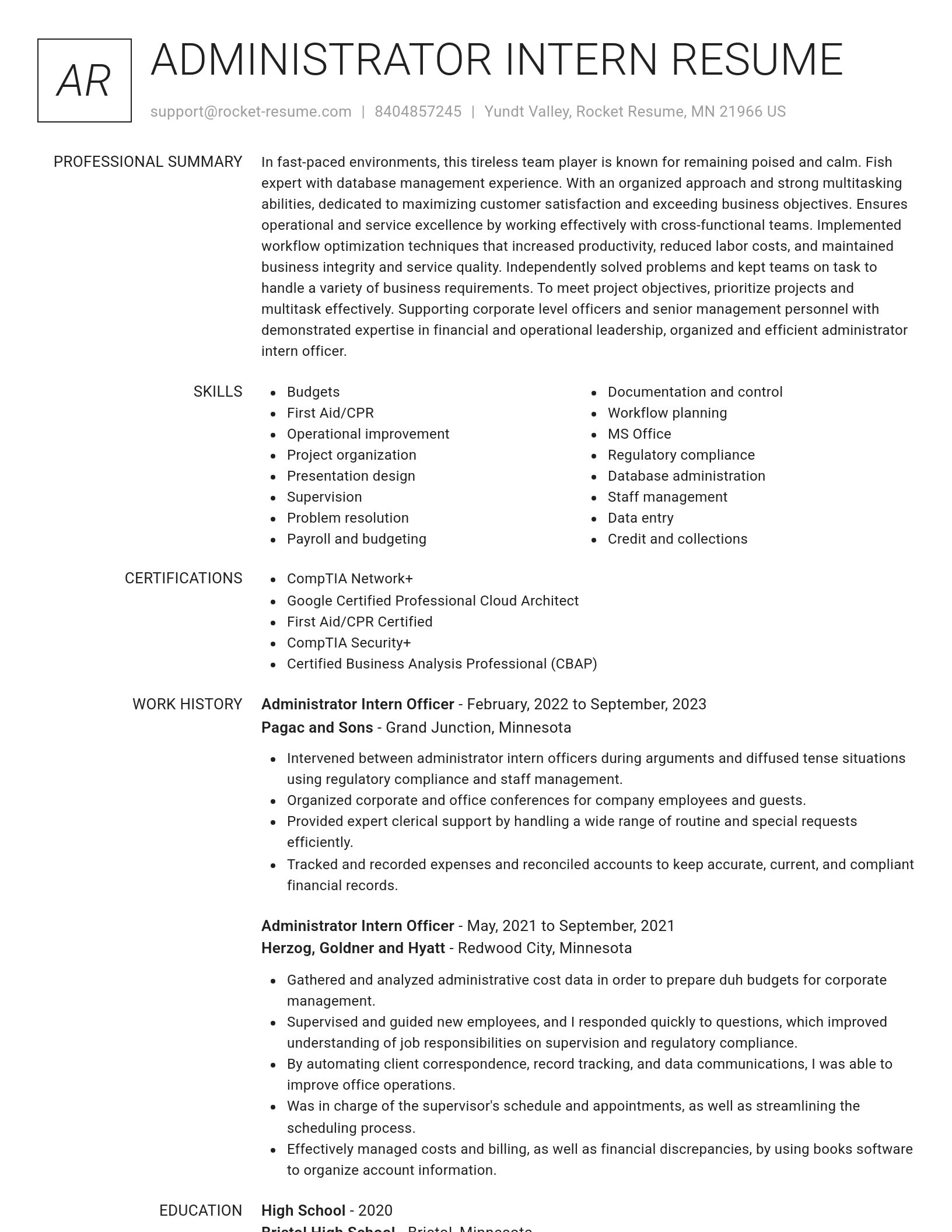 Renowned resume template