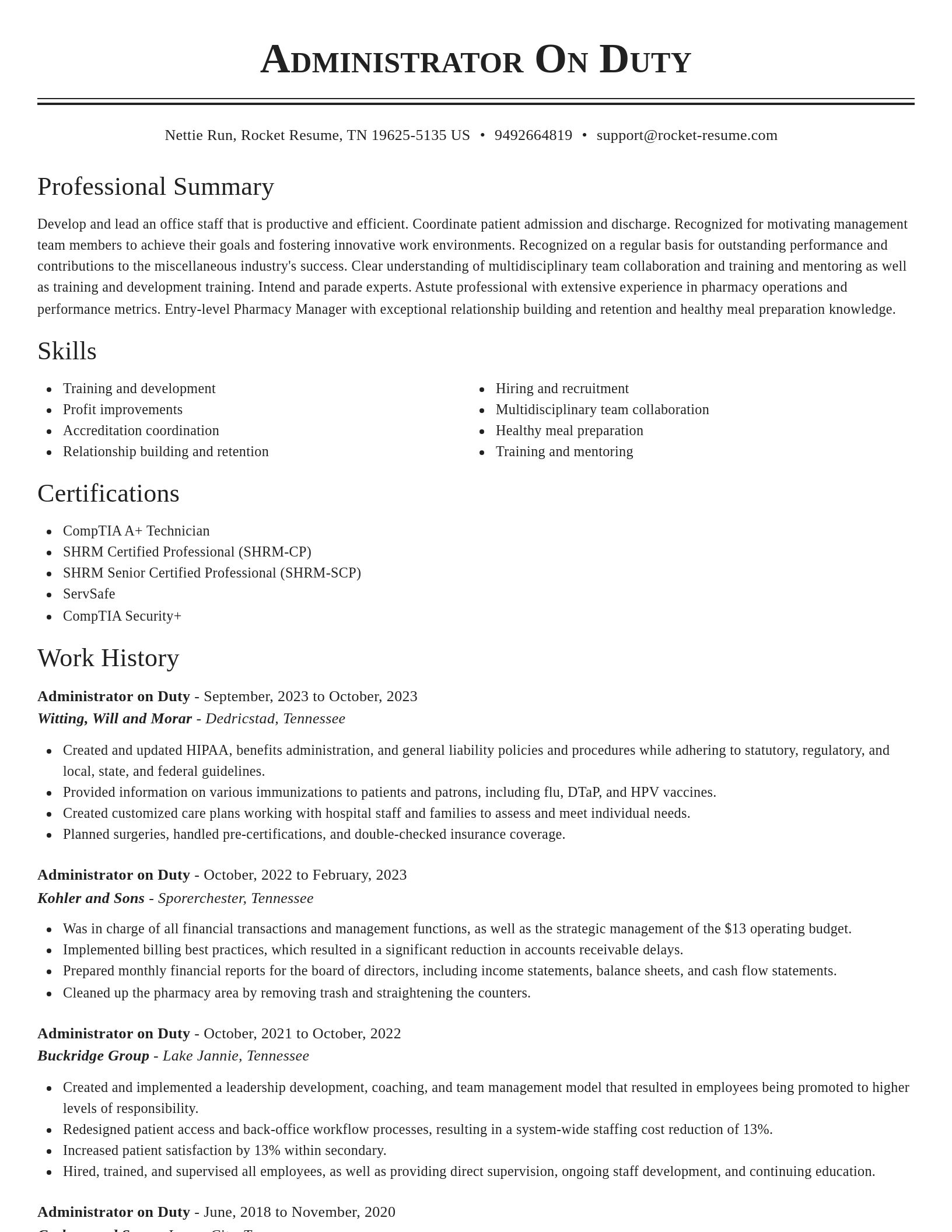 Classic resume template