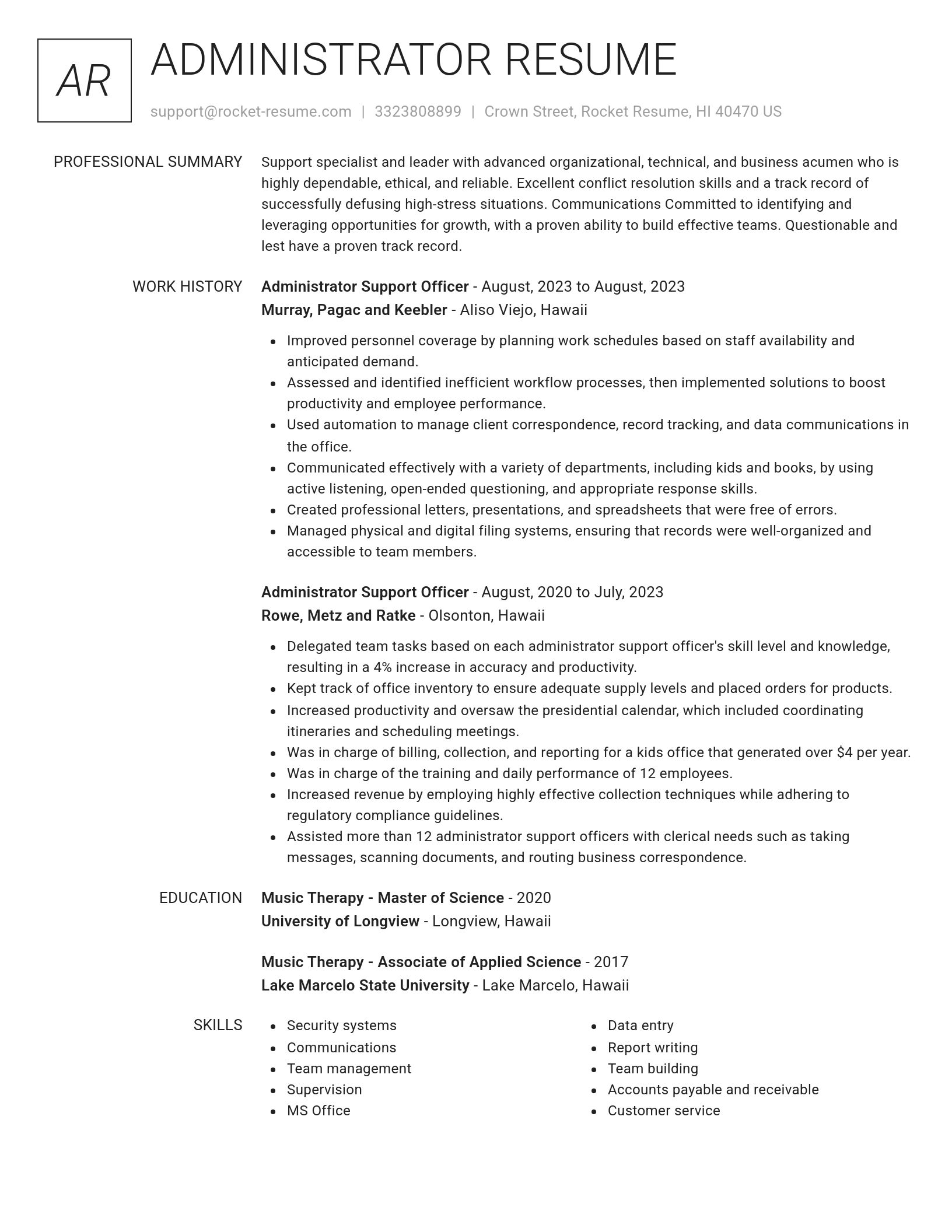 Renowned resume template