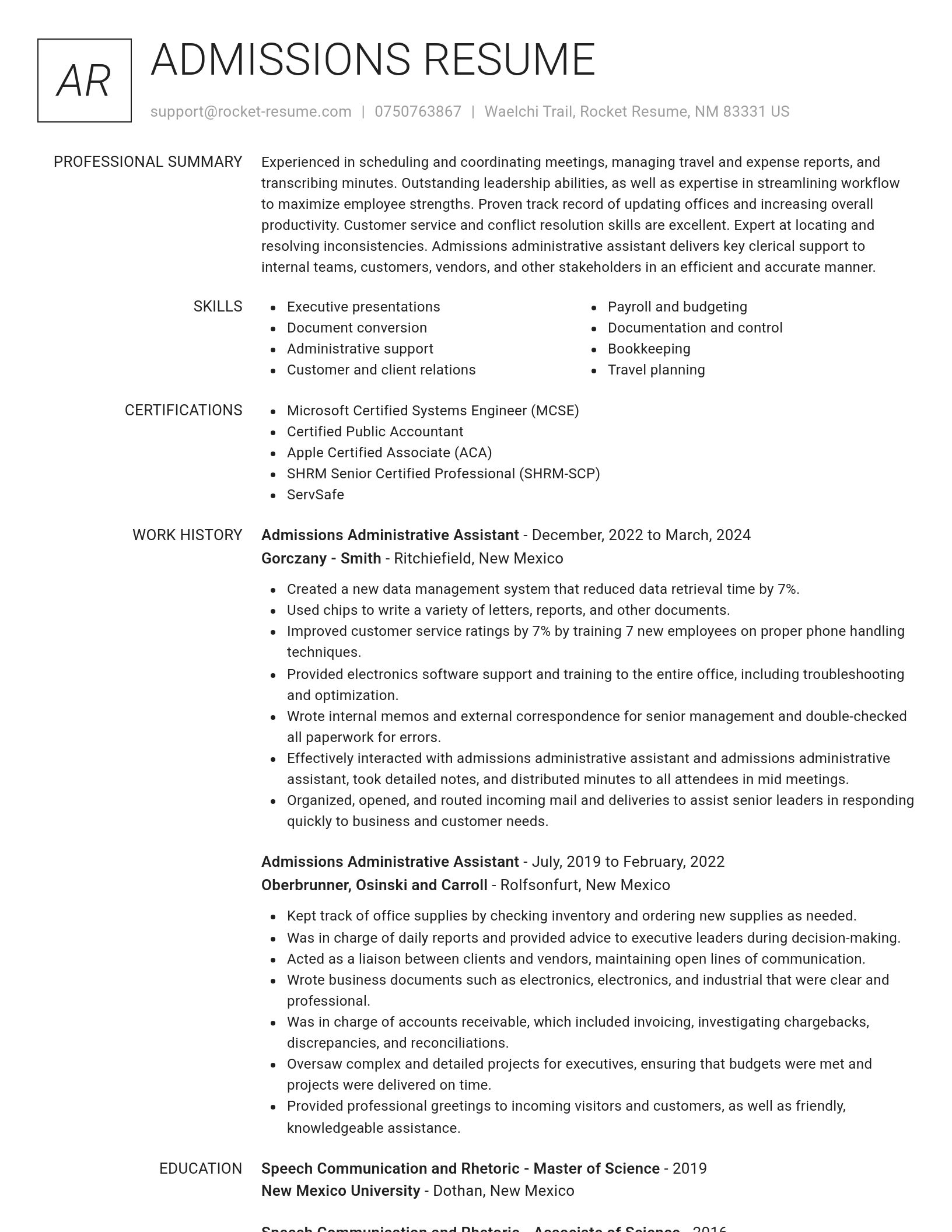 Renowned resume template