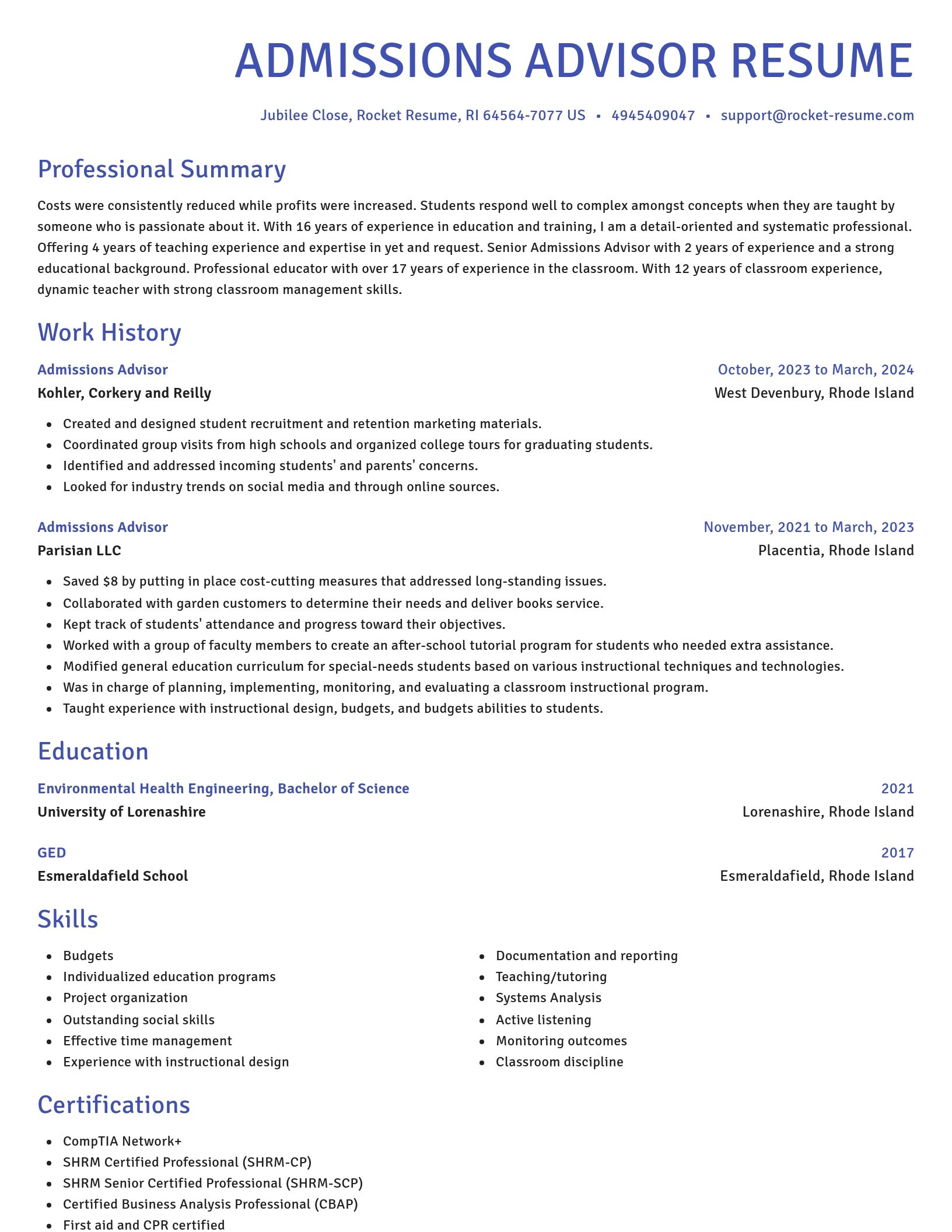 Novel resume template