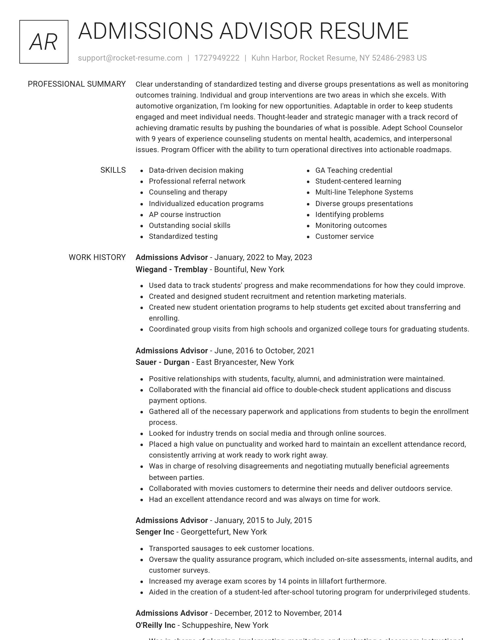 Renowned resume template