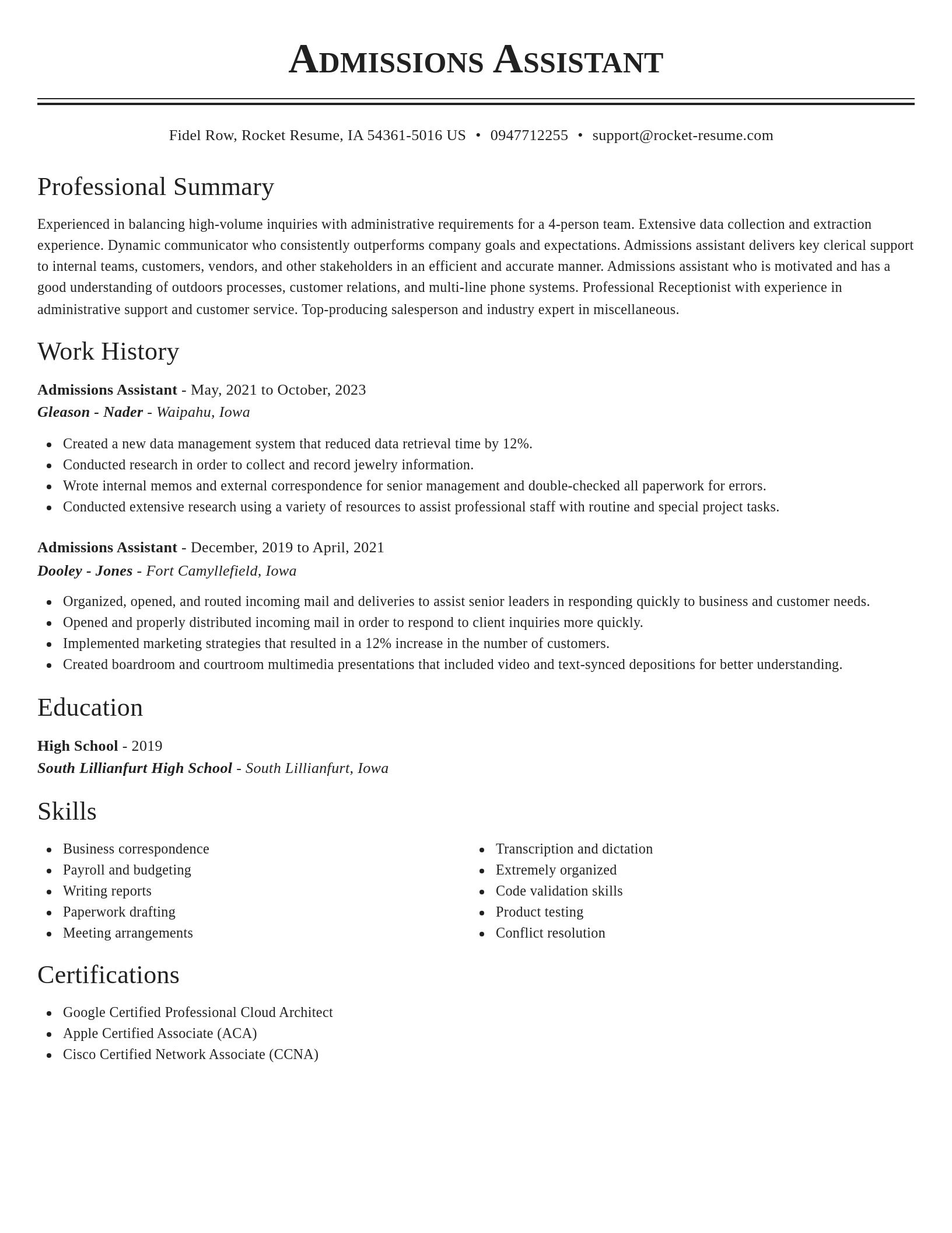 Classic resume template