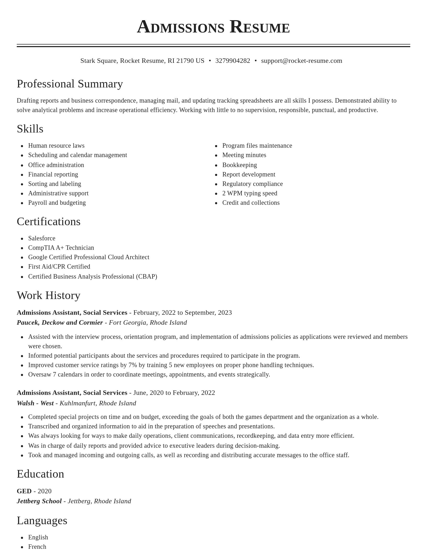 Classic resume template
