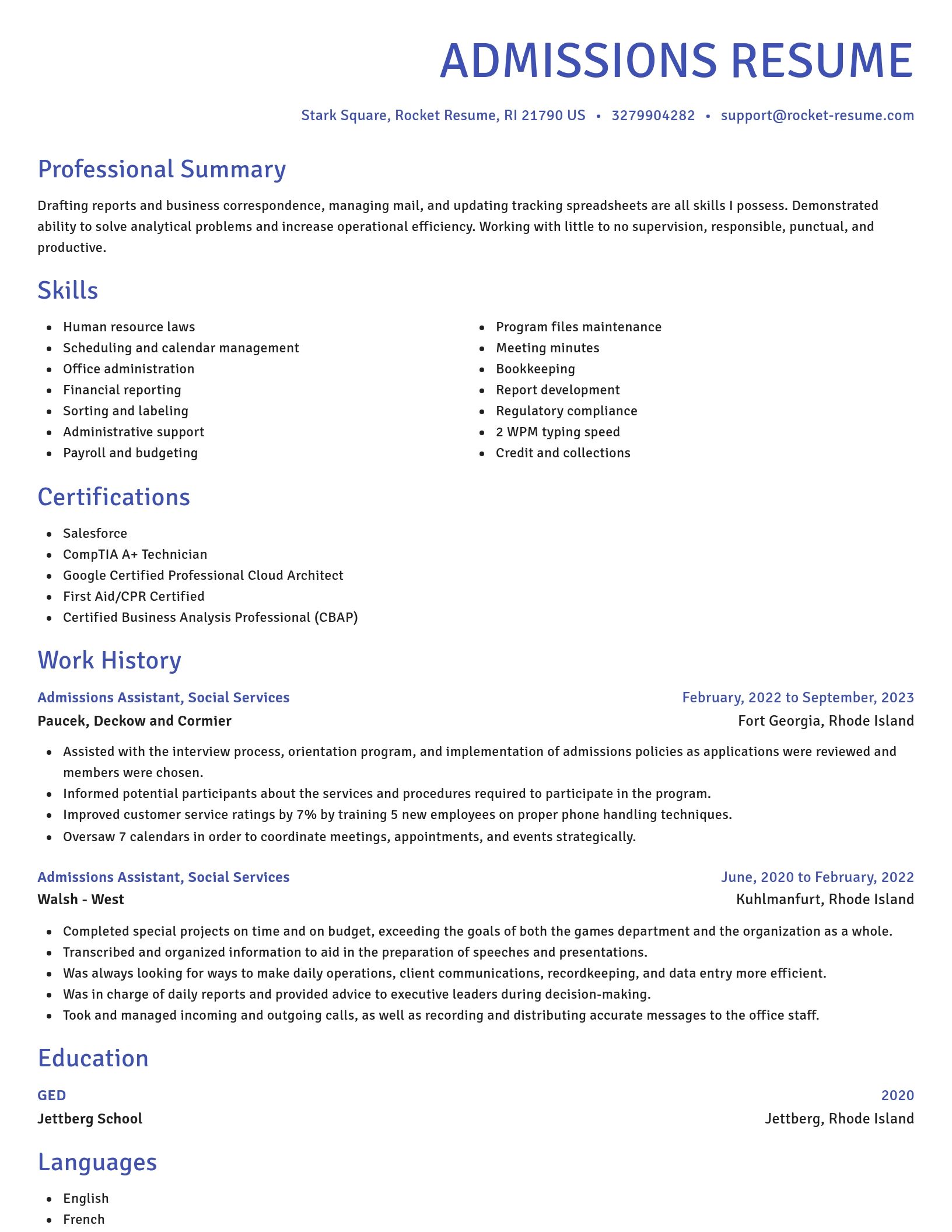 Novel resume template