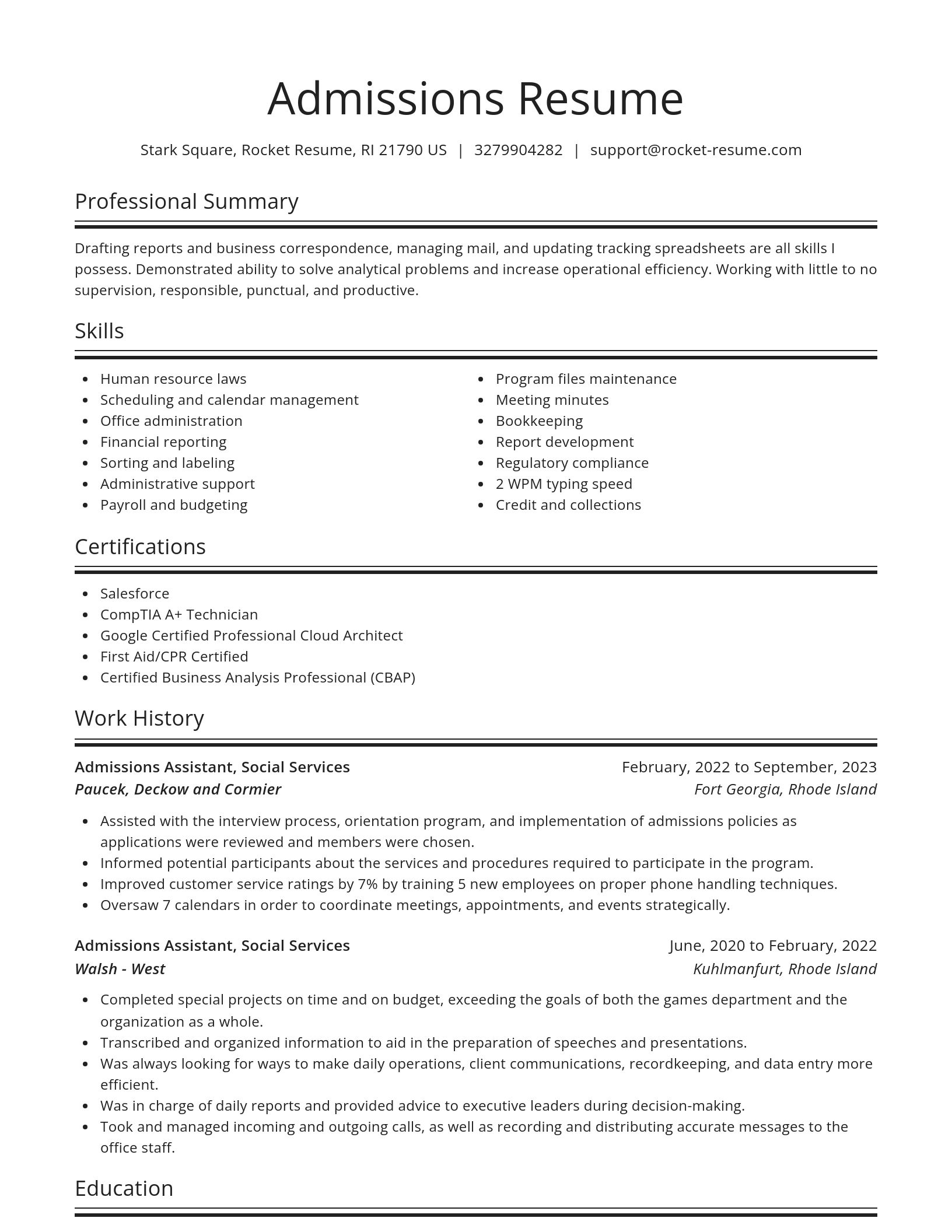 Spotlight resume template