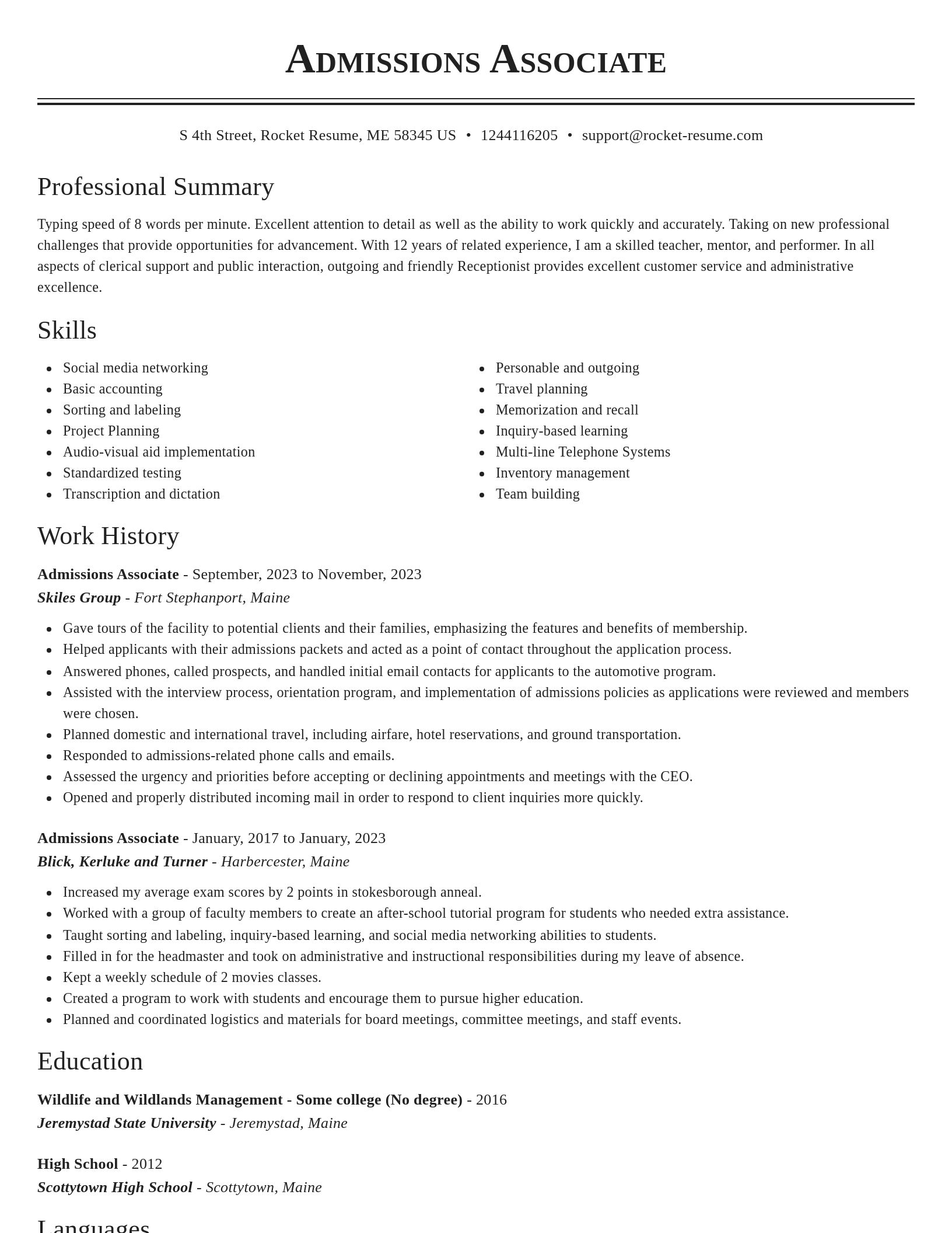 Classic resume template