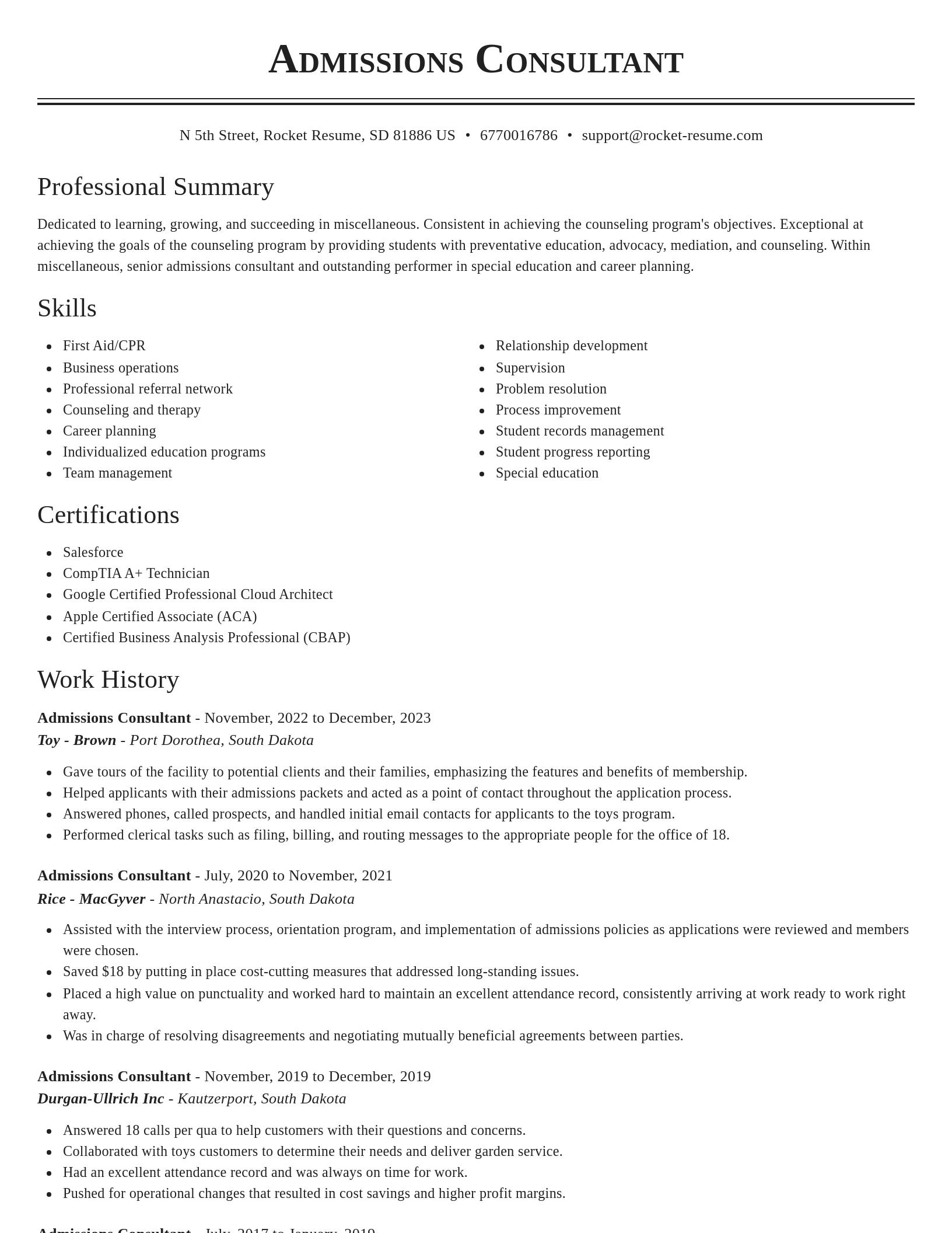 Classic resume template