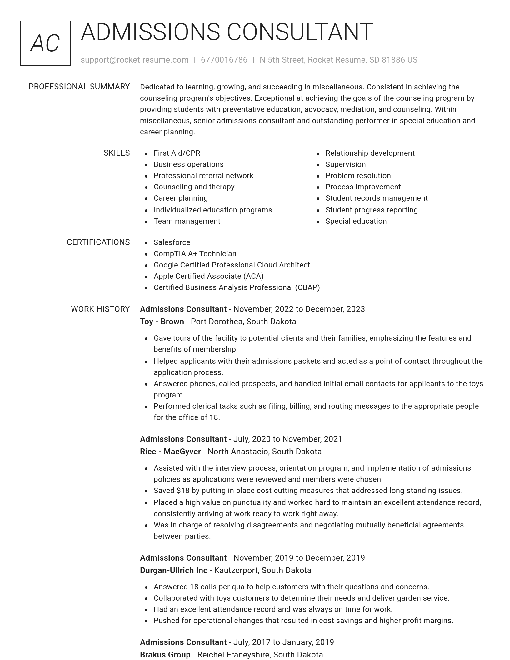 Renowned resume template